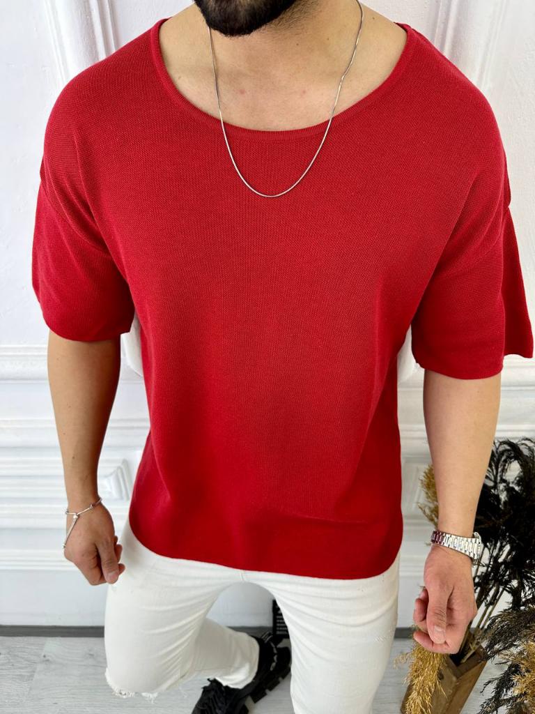 Tişört Örme Triko Tişört Nefes Alabilen Terletmez Oversize Bol Kesim Salaş T-Shirt