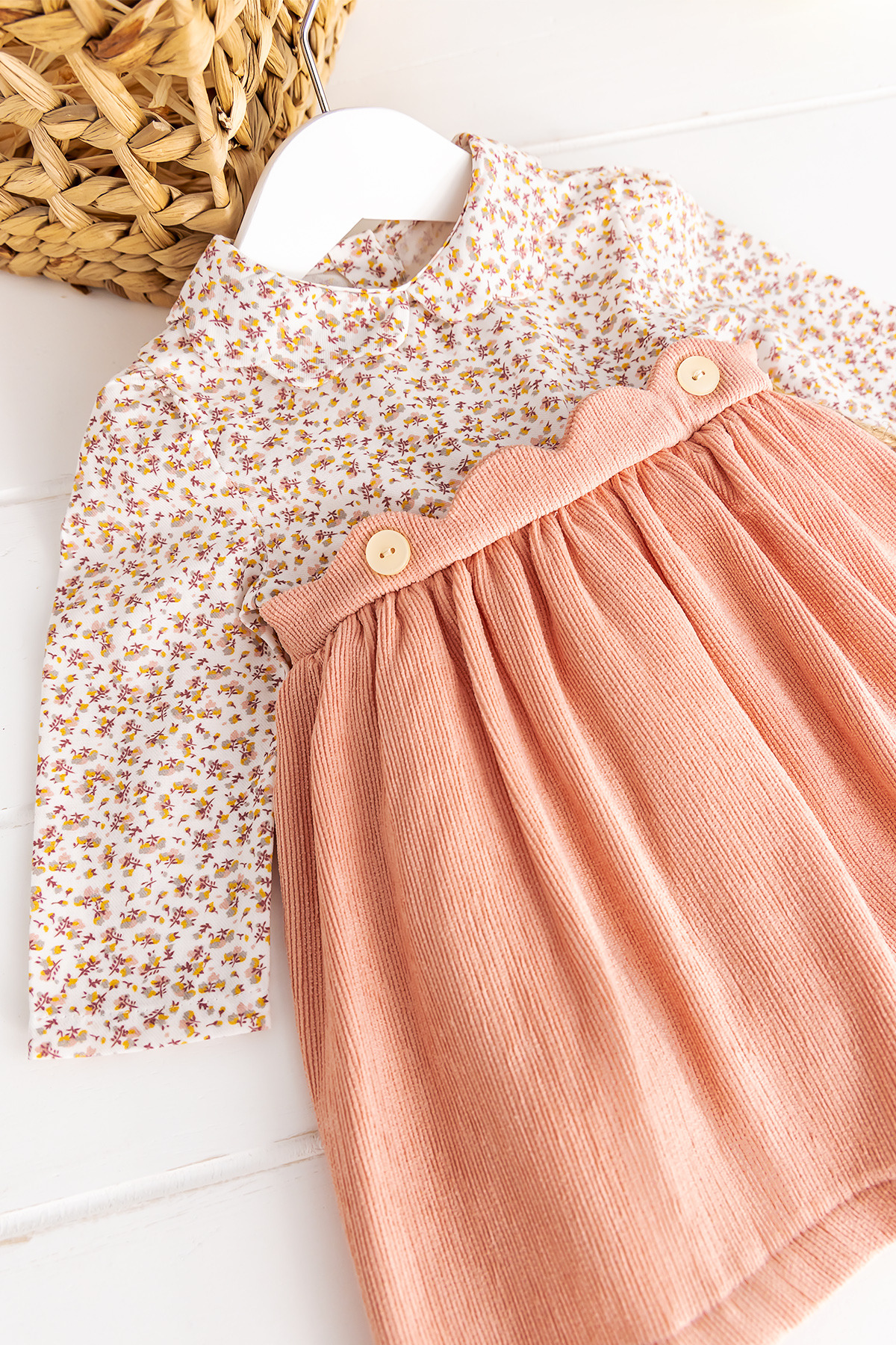 Bebek Elbise Gömlek Yakalı Kadife Bebek Elbise