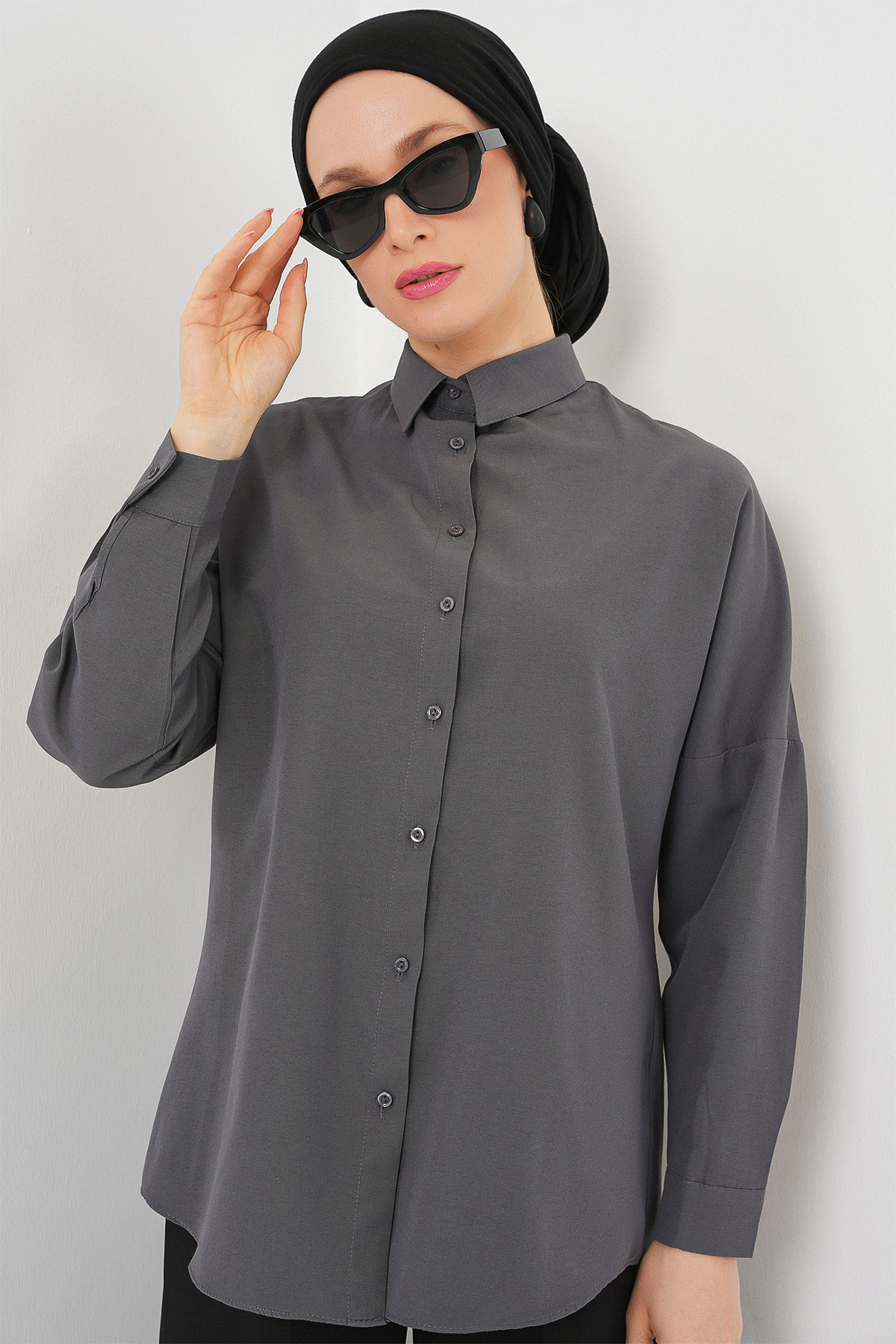 Bigdart Chemise basique oversize modeste 103901 grise vue 3