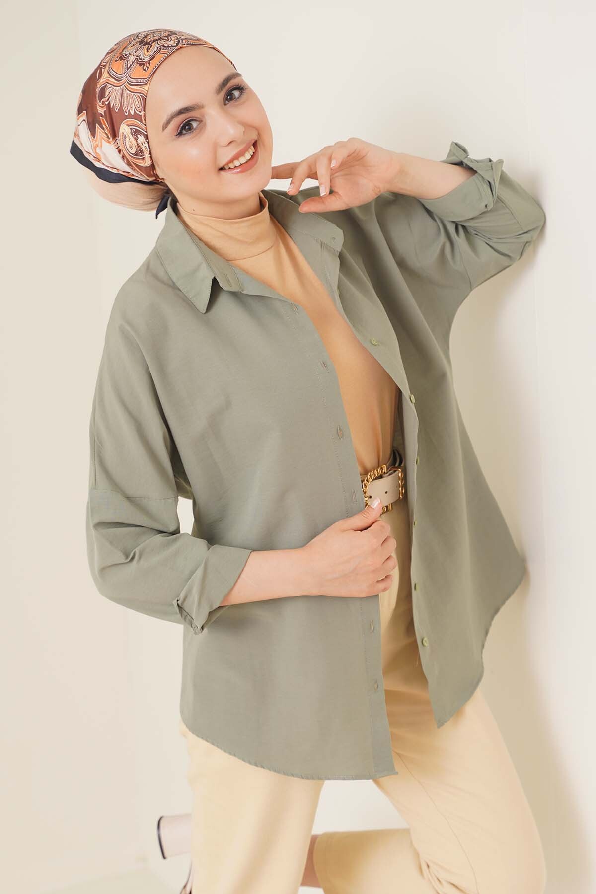 Bigdart Chemise basique oversize modeste 103901 kaki vue 1