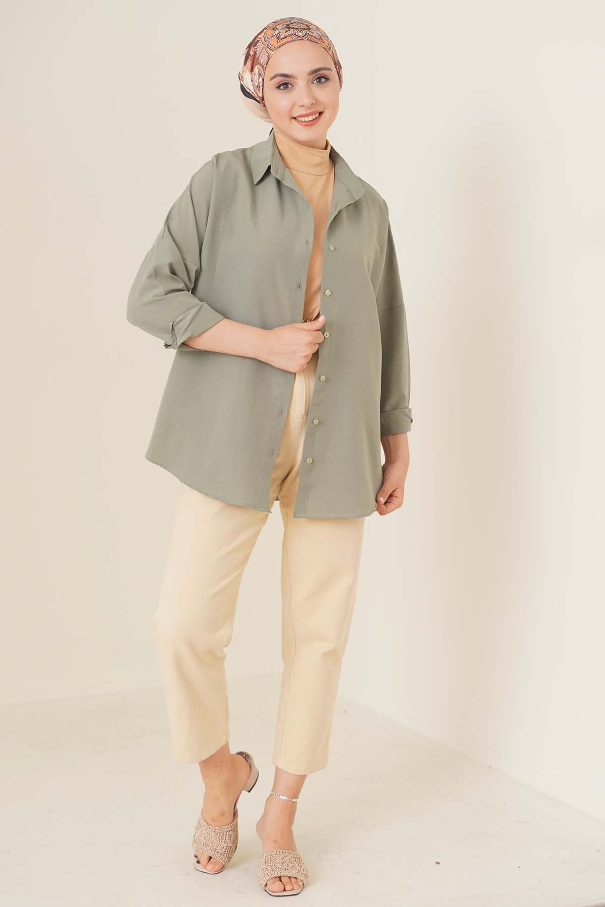 Bigdart Chemise basique oversize modeste 103901 kaki vue 2
