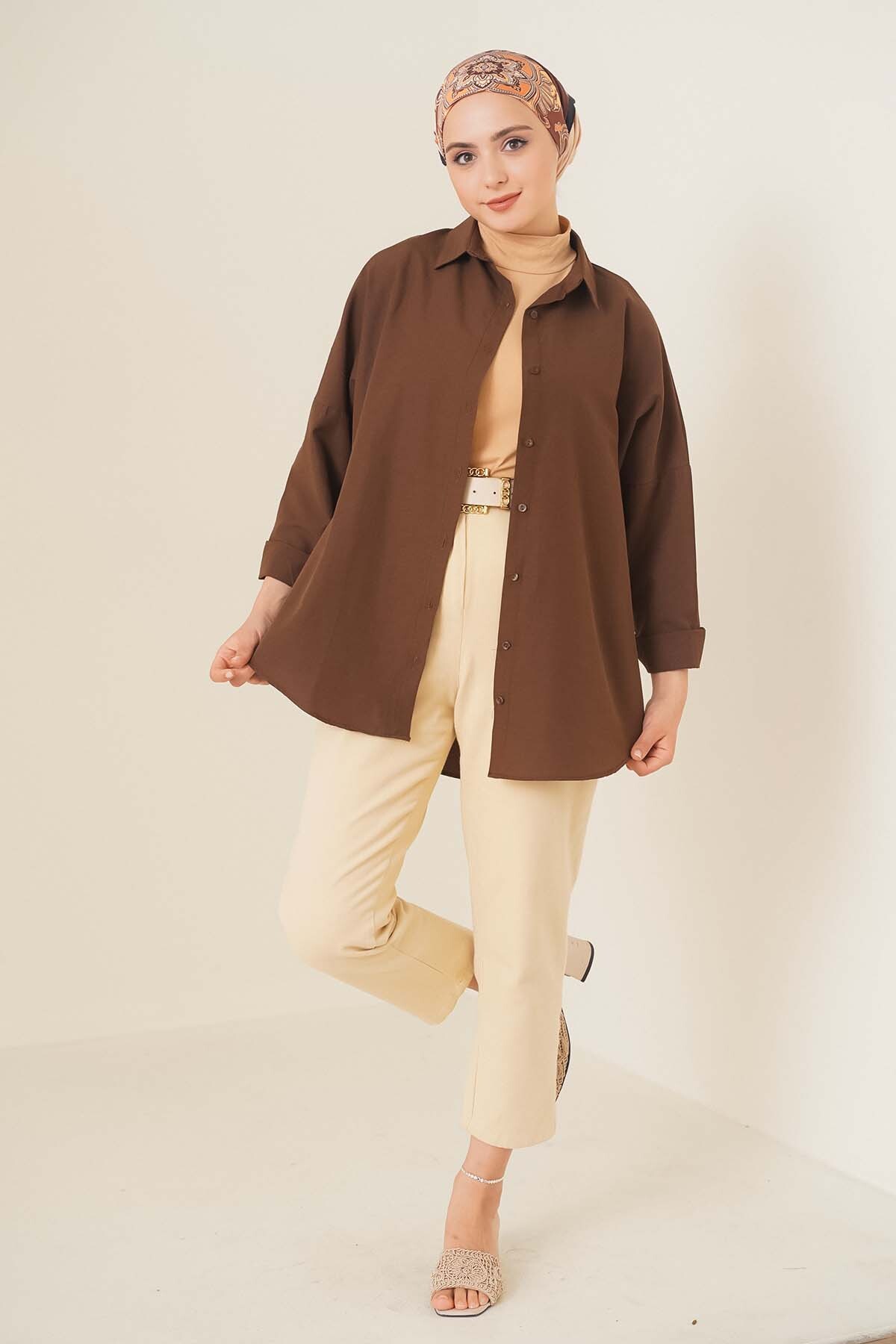 Chemise oversize Bigdart marron vue détaillée