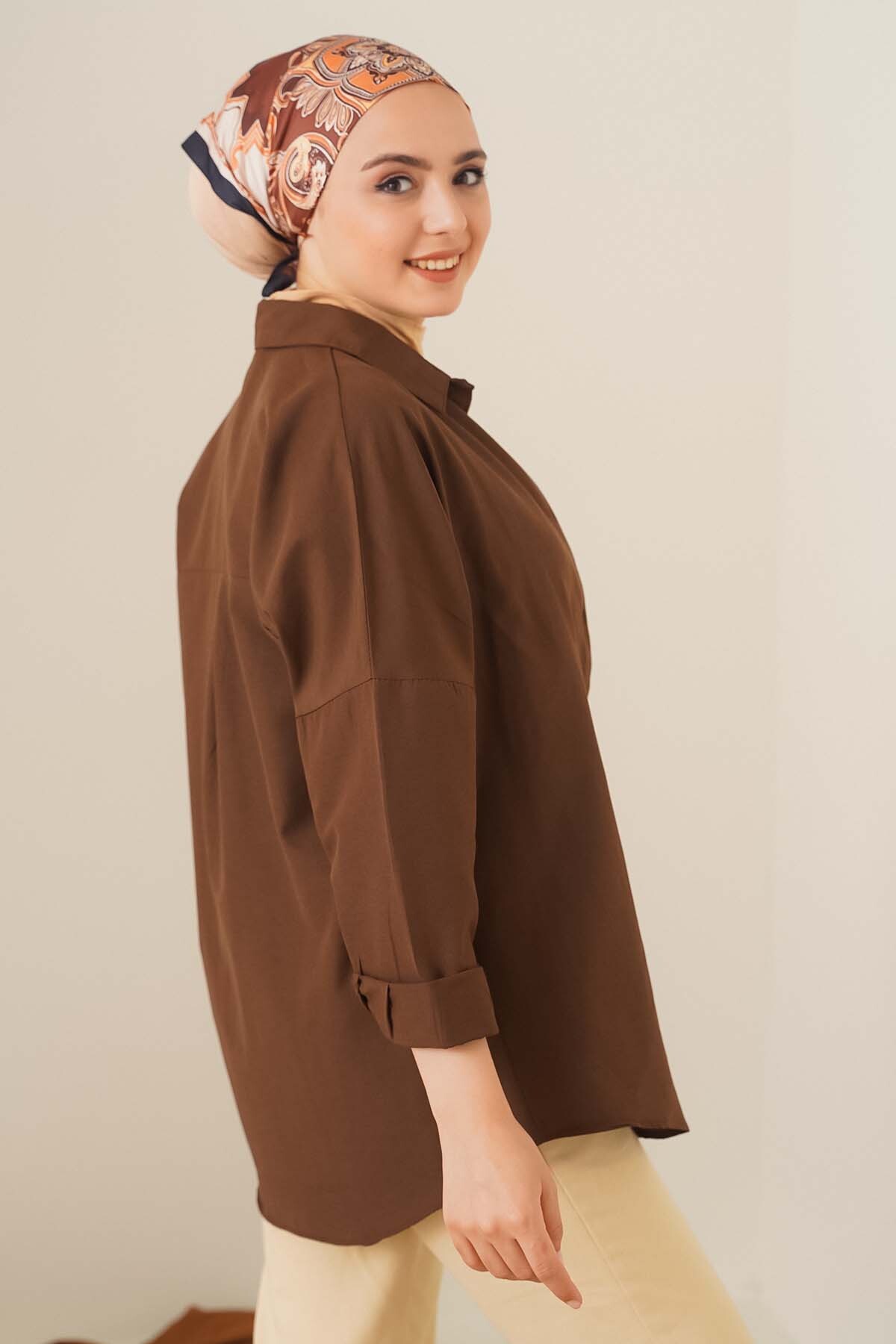 Chemise basique oversize modeste Bigdart 103901 marron