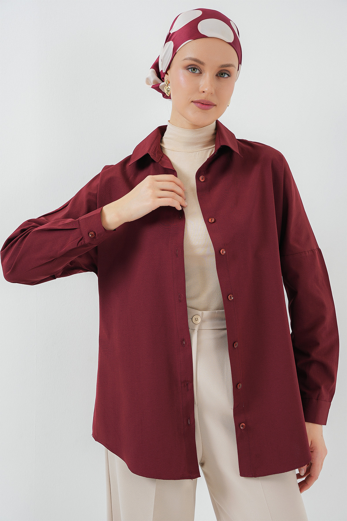 Bigdart Chemise basique oversize modeste prune vue 1