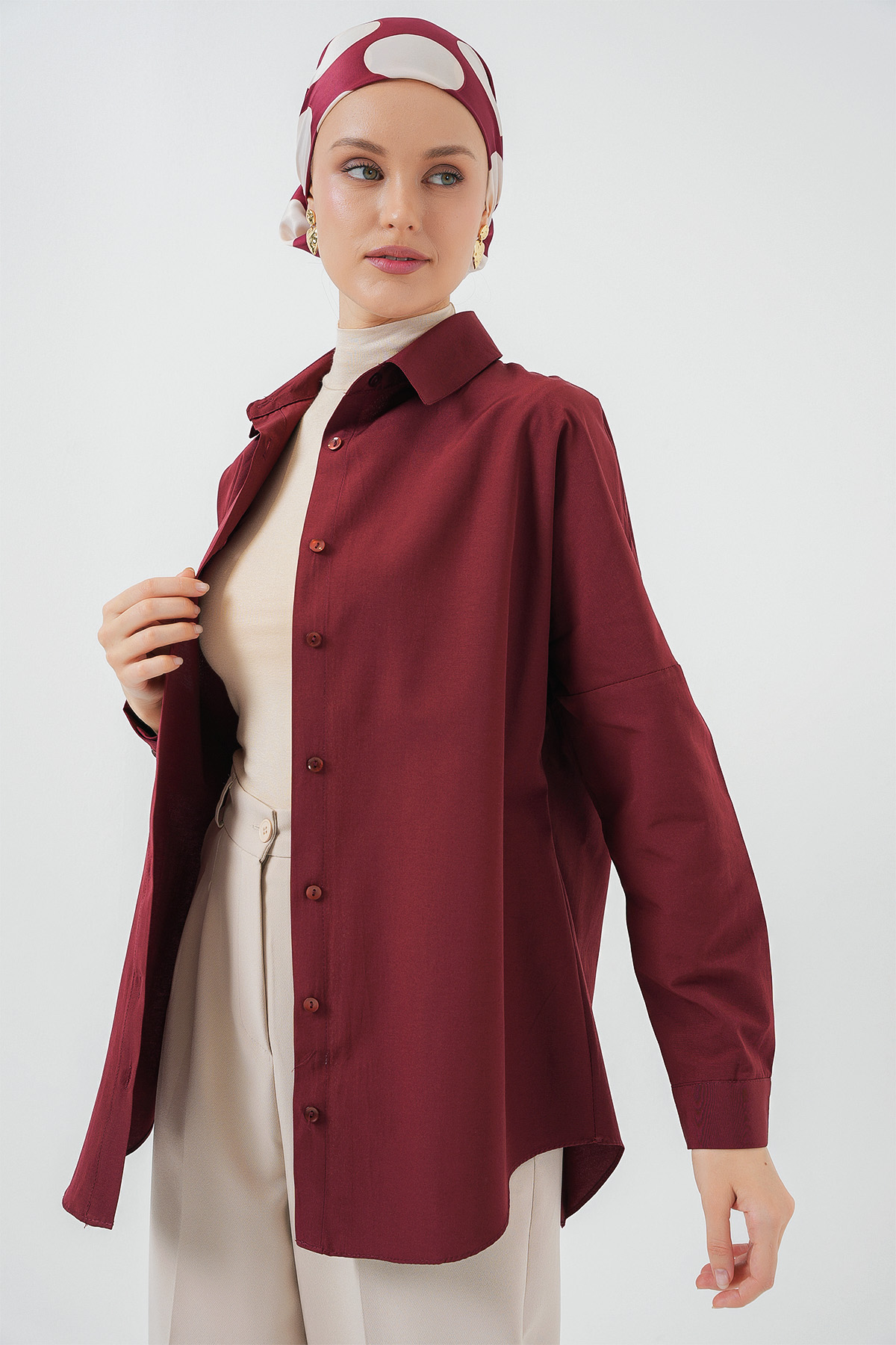 Bigdart Chemise basique oversize modeste prune vue 2