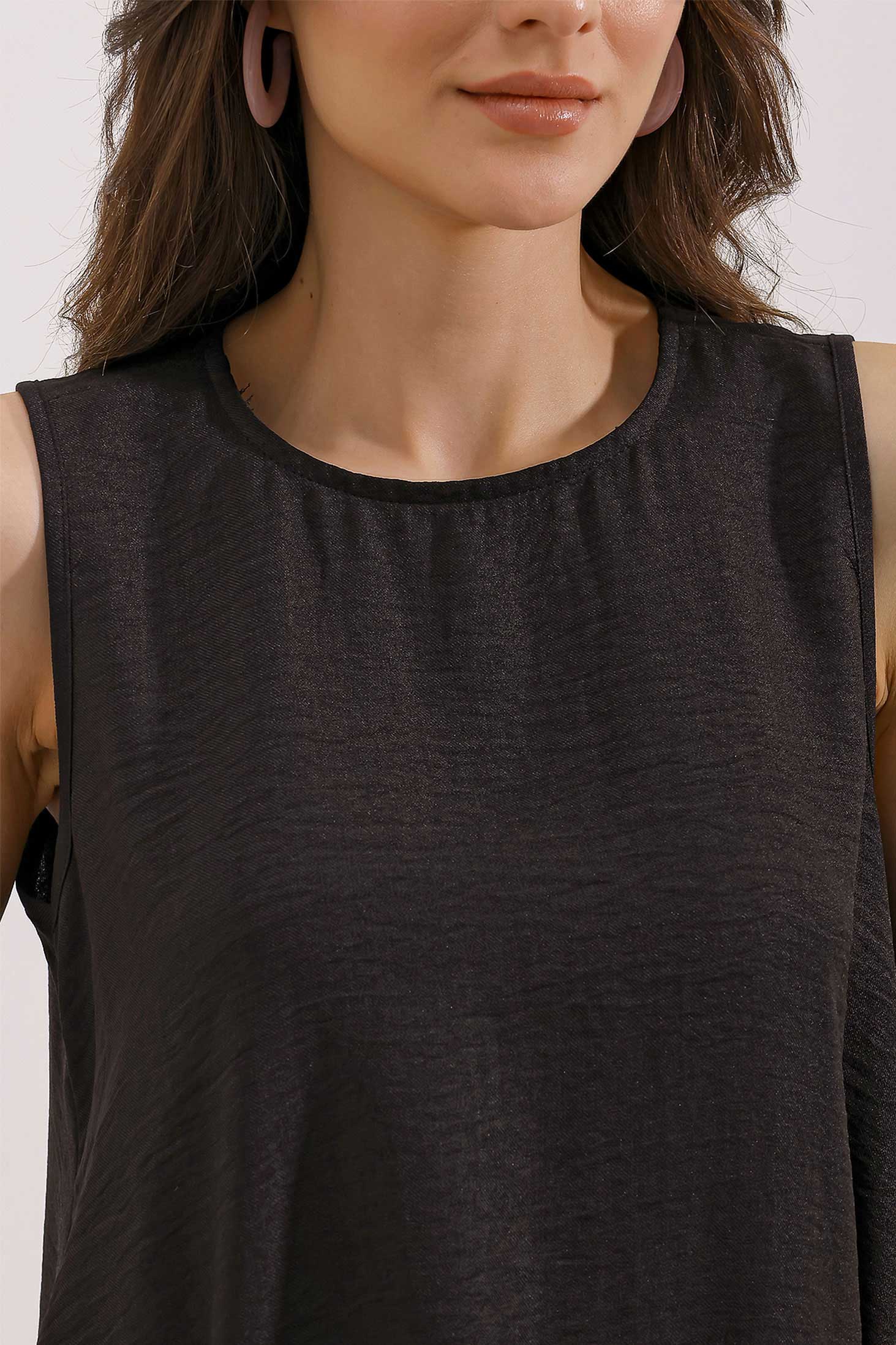Bigdart Robe courte en lin noir à détails 2444 vue 3