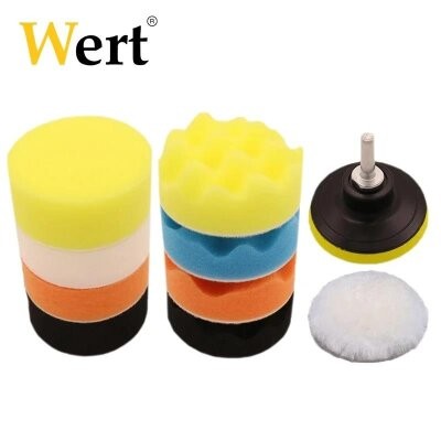WERT 9014 11 Parça 80 mm Pasta Cila Polisaj Sünger Ped Seti M10 Adaptörlü