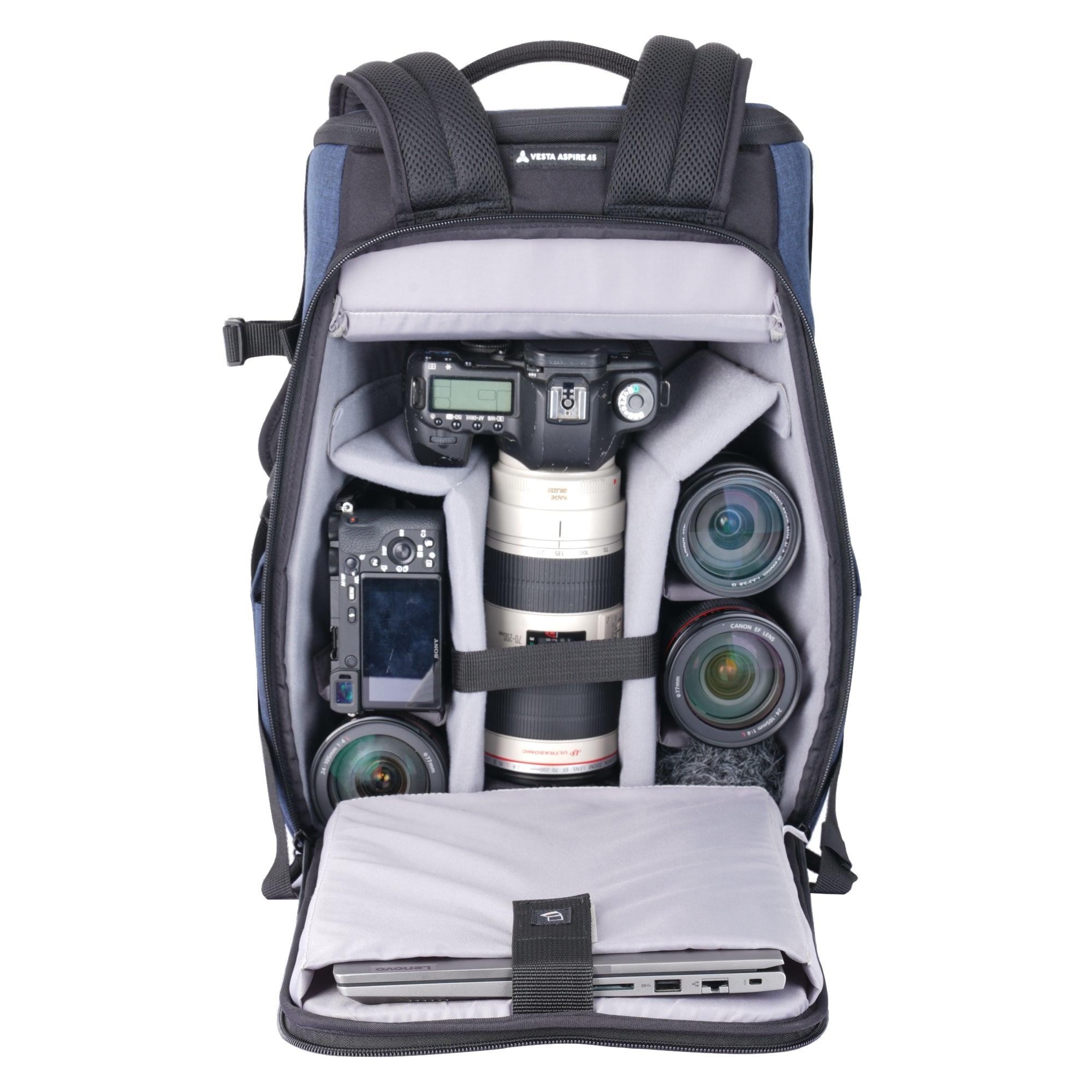 Vanguard Vesta Aspire 45 NV modelinin arkadan ve omuz askılarının detaylı görünümü