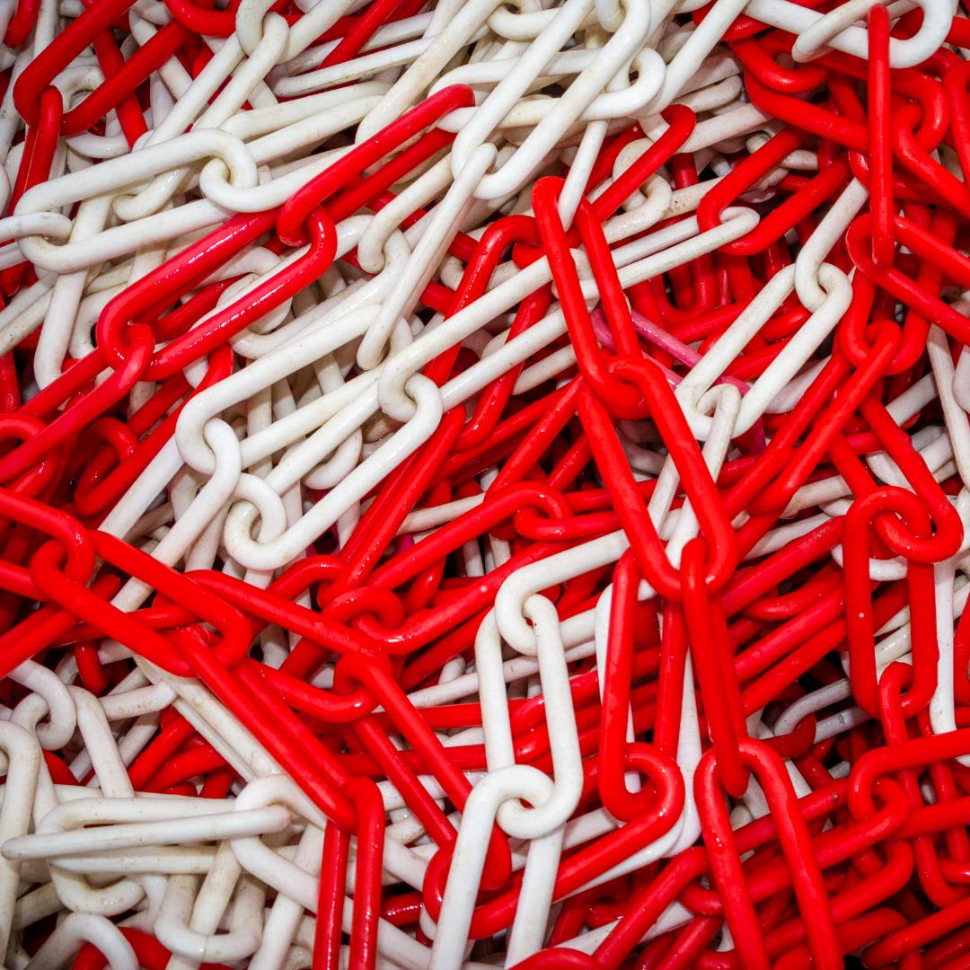 Force Chain 6 Mm 5 Mtr. Kırmızı Beyaz Plastik Zincir