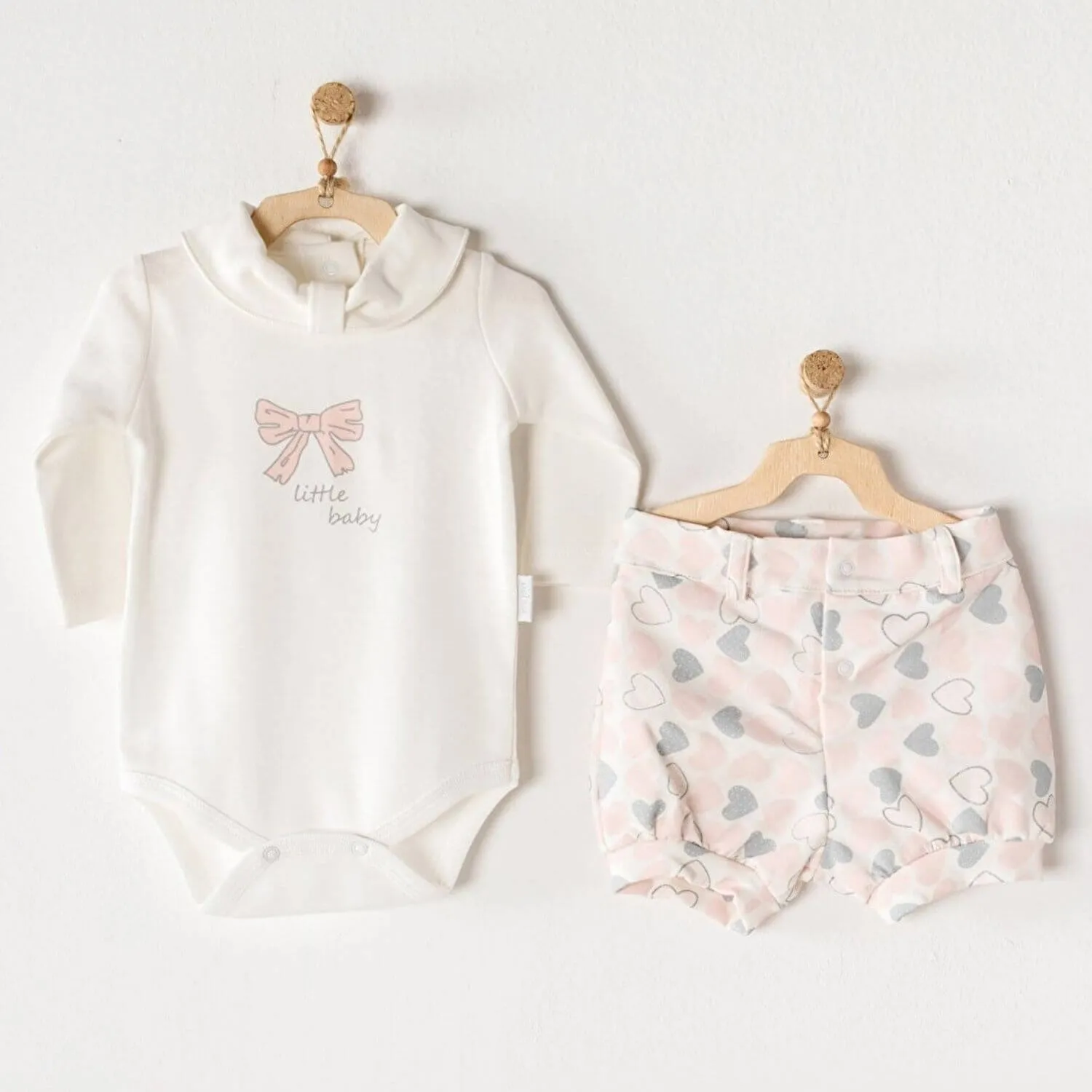 Andywawa AC23251 Heart To Heart 2Li Bebek Takım Pink