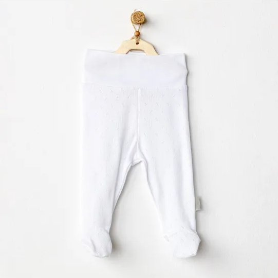 Andywawa AC24706 Jacquard Patikli Bebek Pantolon White