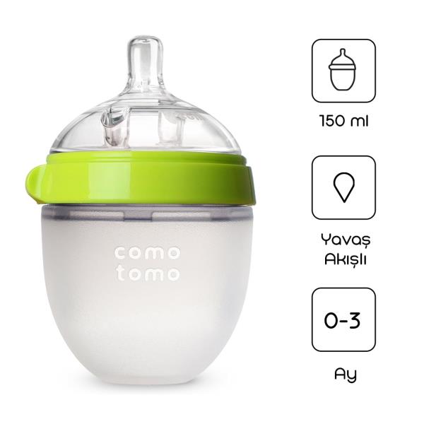 Comotomo Antikolik Silikon Biberon 150ml 0-3 Ay Yeşil