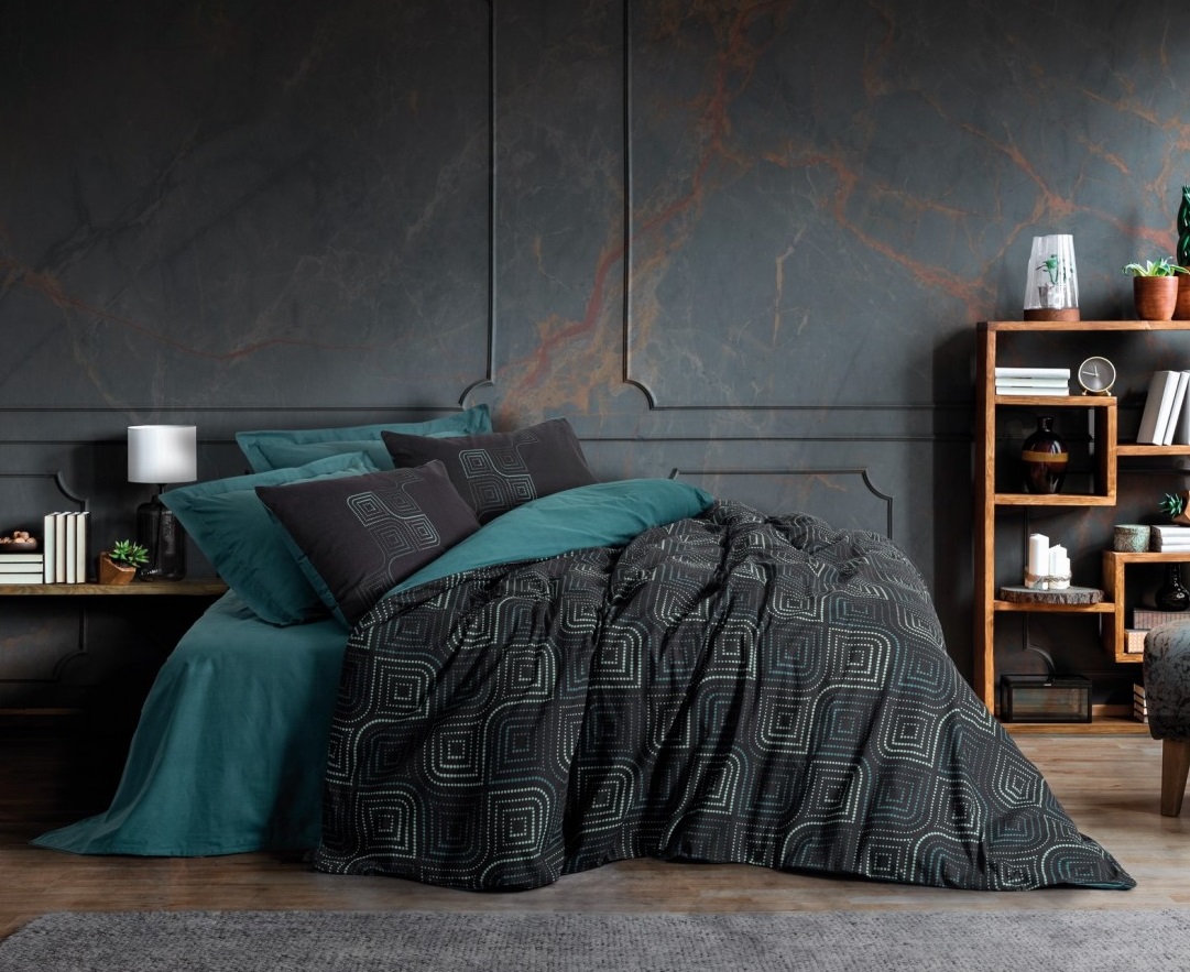 Cotton Box Dark Ranforce Nevresim Takımı Tek Kişilik Noche Petrol