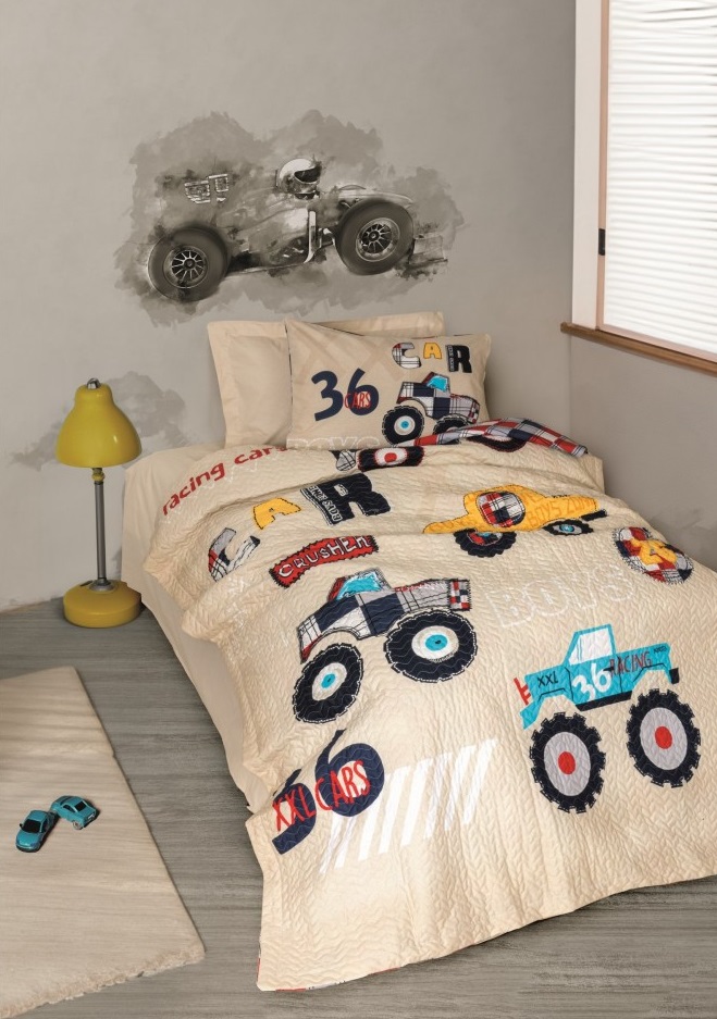 Cotton Box Junior Ranforce Complete Set Tek Kişilik Cars Bej