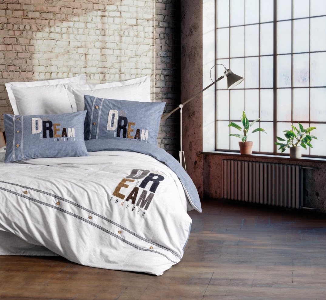Cotton Box Mood Nakışlı Ranforce Nevresim Takımı Tek Kişilik Forever Gri