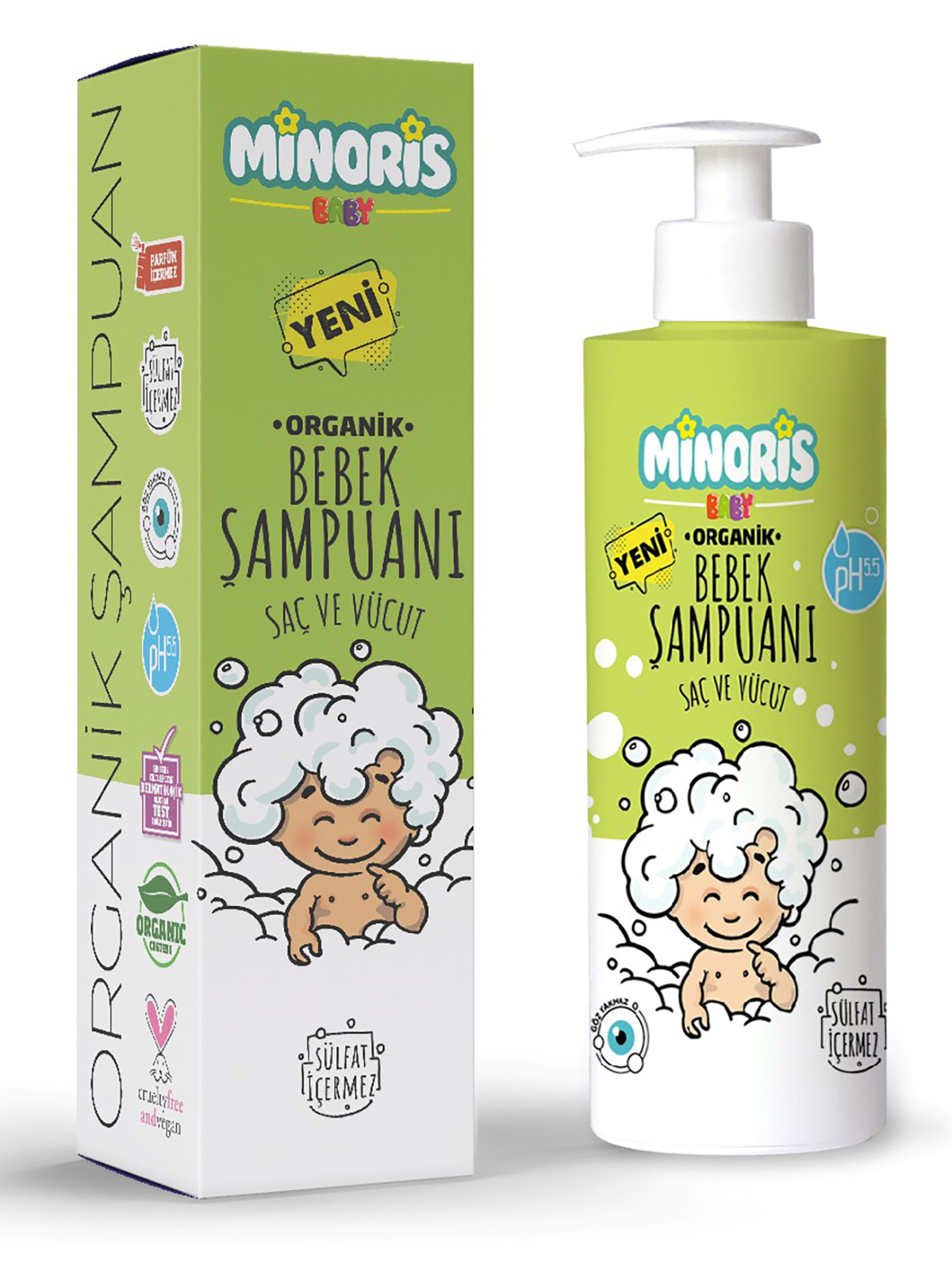 Minoris Baby Organik Bebek Saç ve Vücut Şampuanı 400ml 