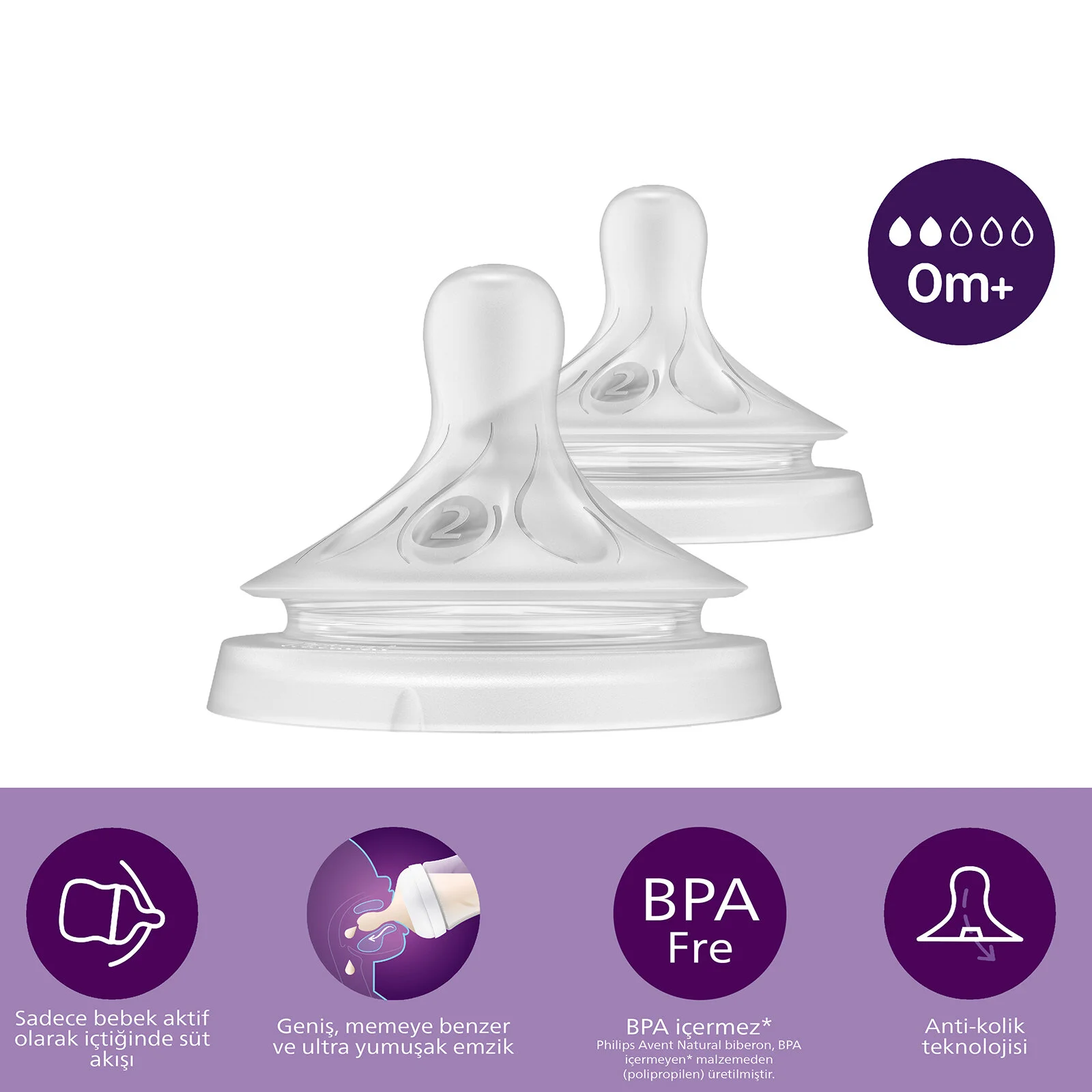 Philips Avent Doğal Tepkili Natural Response 2li Biberon Emziği 2No 0+ Ay 