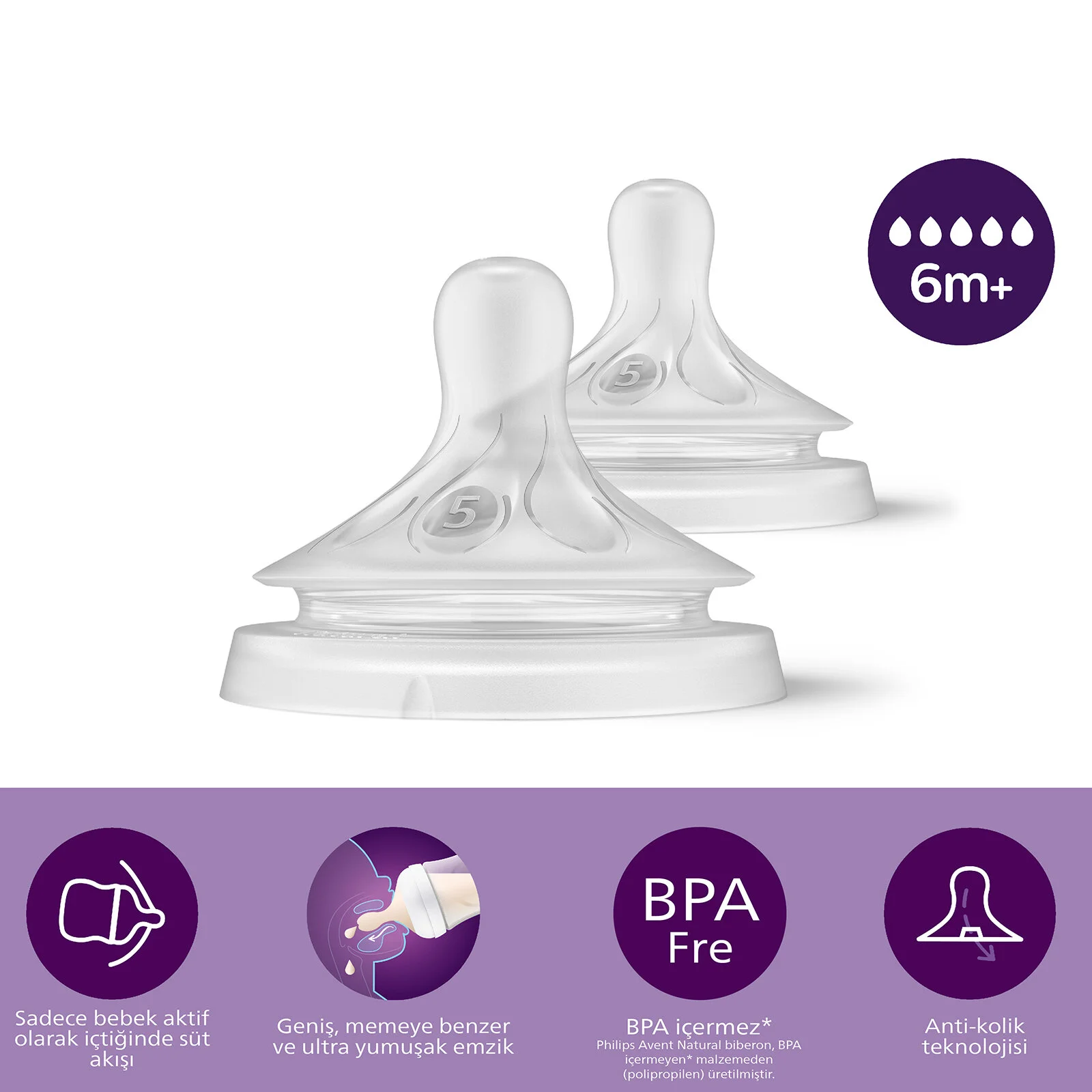 Philips Avent Doğal Tepkili Natural Response 2li Biberon Emziği 5No 6+ Ay 
