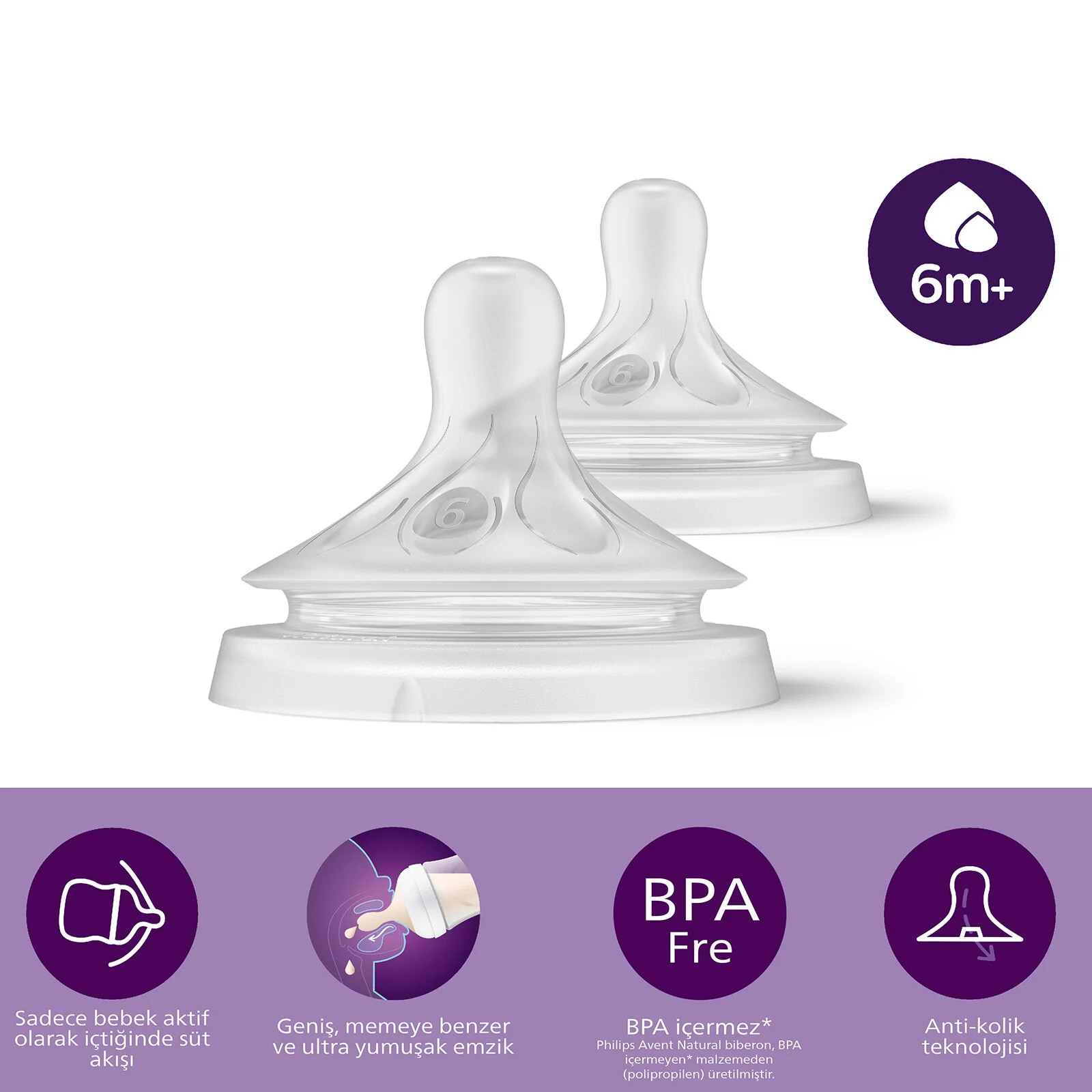 Philips Avent Doğal Tepkili Natural Response 2li Biberon Emziği 6No 6+ Ay 