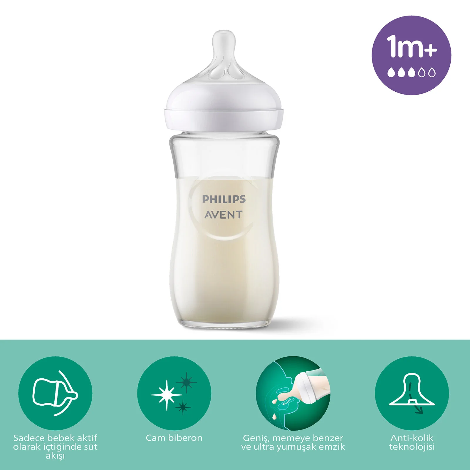 Philips Avent Doğal Tepkili Natural Response Cam Biberon 240ml 1+ Ay 