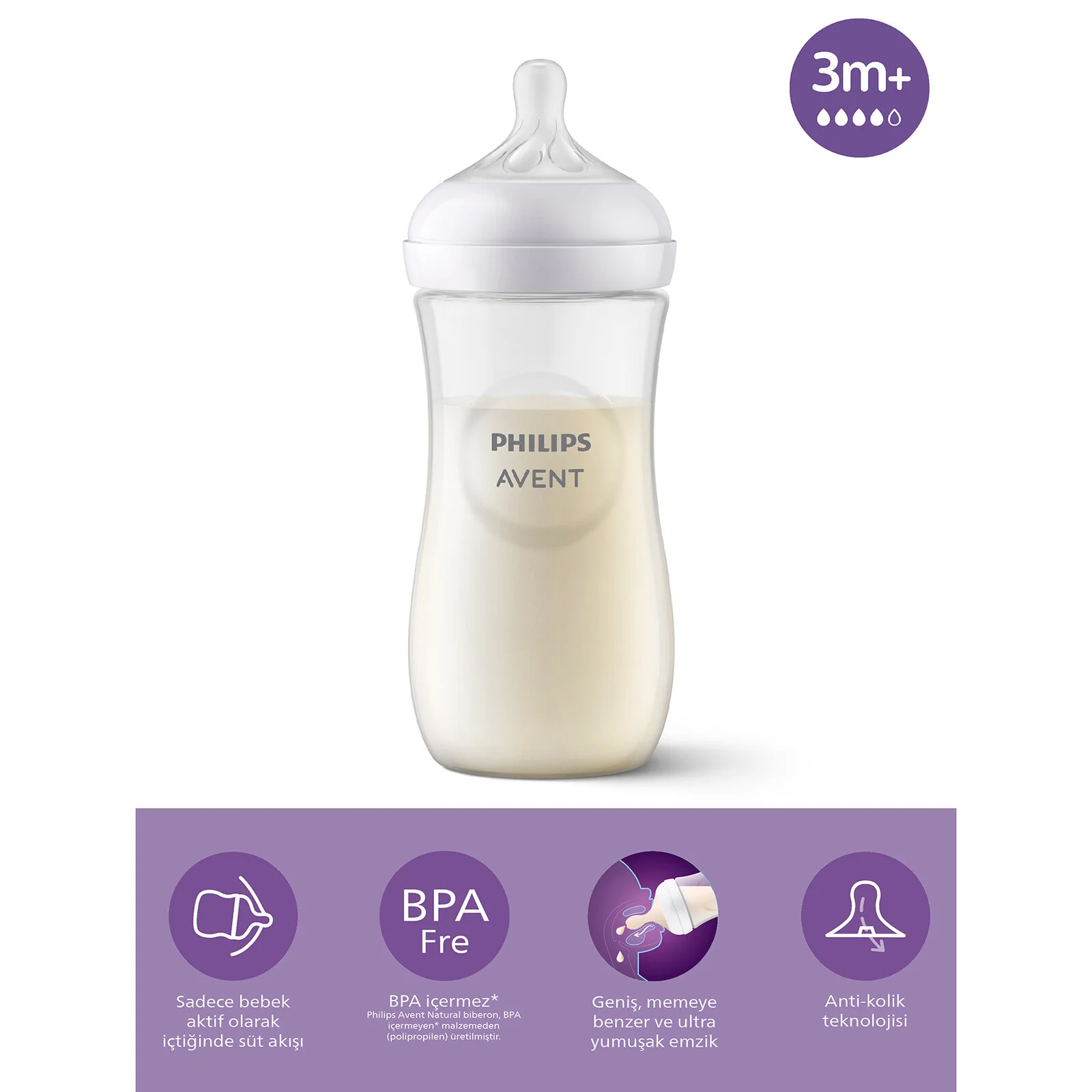 Philips Avent Doğal Tepkili Natural Response PP Biberon 330ml 3+ Ay 