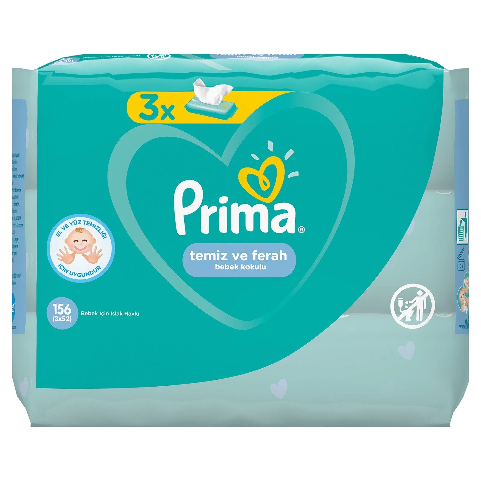 Prima Temiz ve Ferah Islak Havlu Mendil 3lü 156 Yaprak 