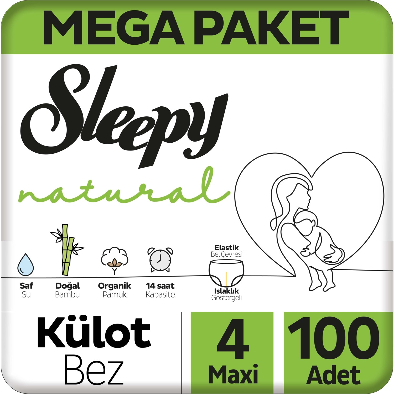Sleepy Natural Külot Bez Mega Paket 4 Beden 7-14 Kg 100 Adet 