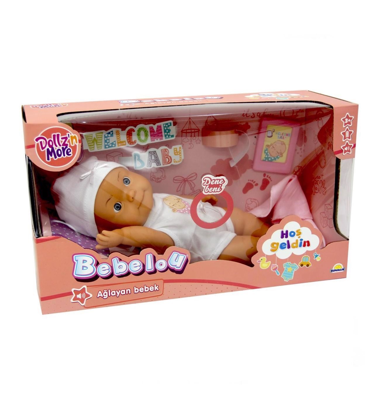 Sunman Bebelou Hoşgeldin Sesli Ağlayan Bebek 30 Cm 