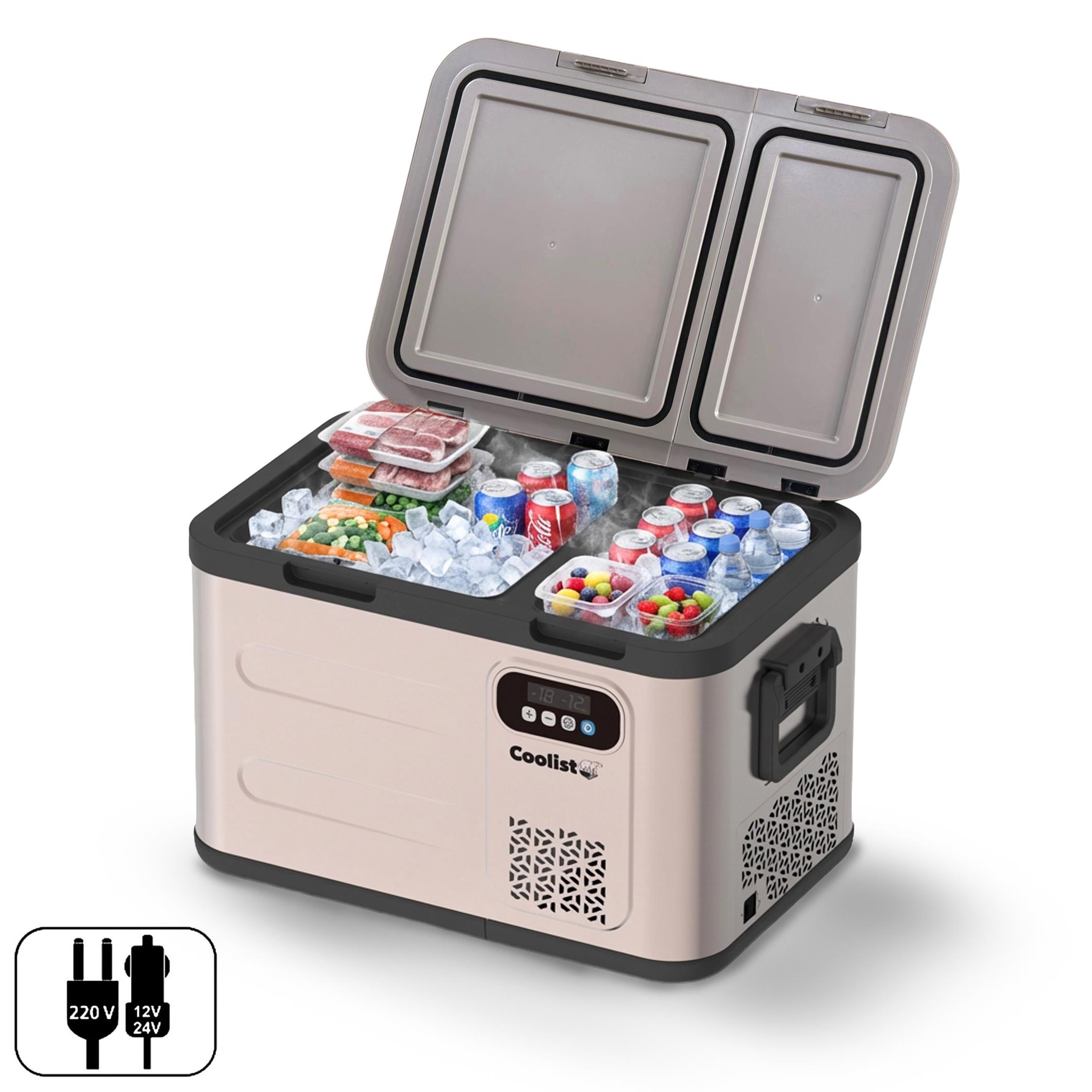 Coolist CLK40D 12/24V/220Volt 39 Litre Çift Bölmeli Outdoor Kompresörlü Bluetooth Bağlantılı Oto Buzdolabı