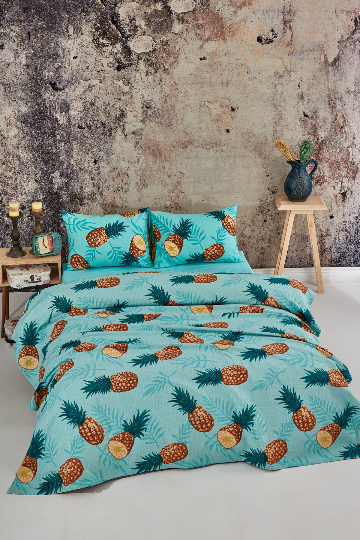 Ananas Desenli Tek Kişilik Tek Pike