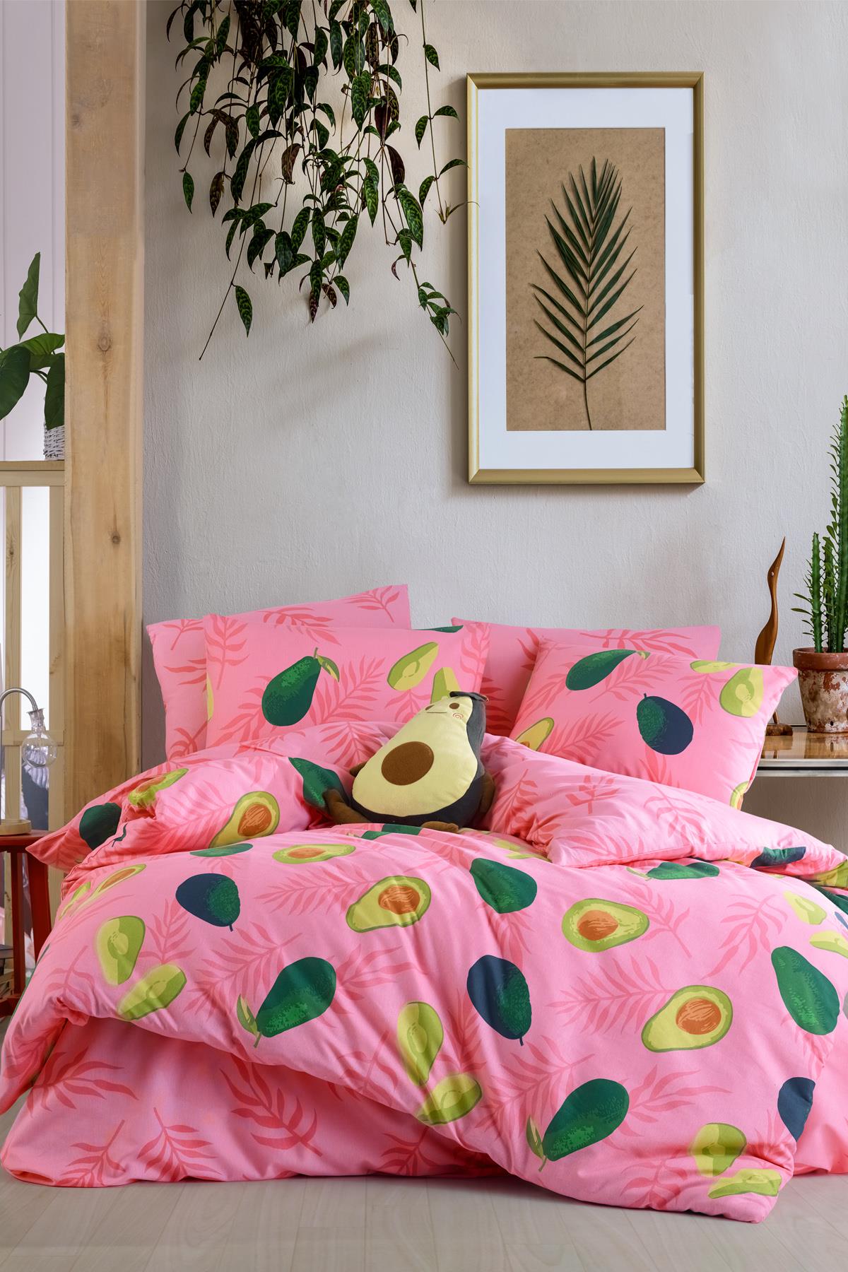 Avocado Pink %100 Pamuk Çift Kişilik Avakado Nevresim Takımı