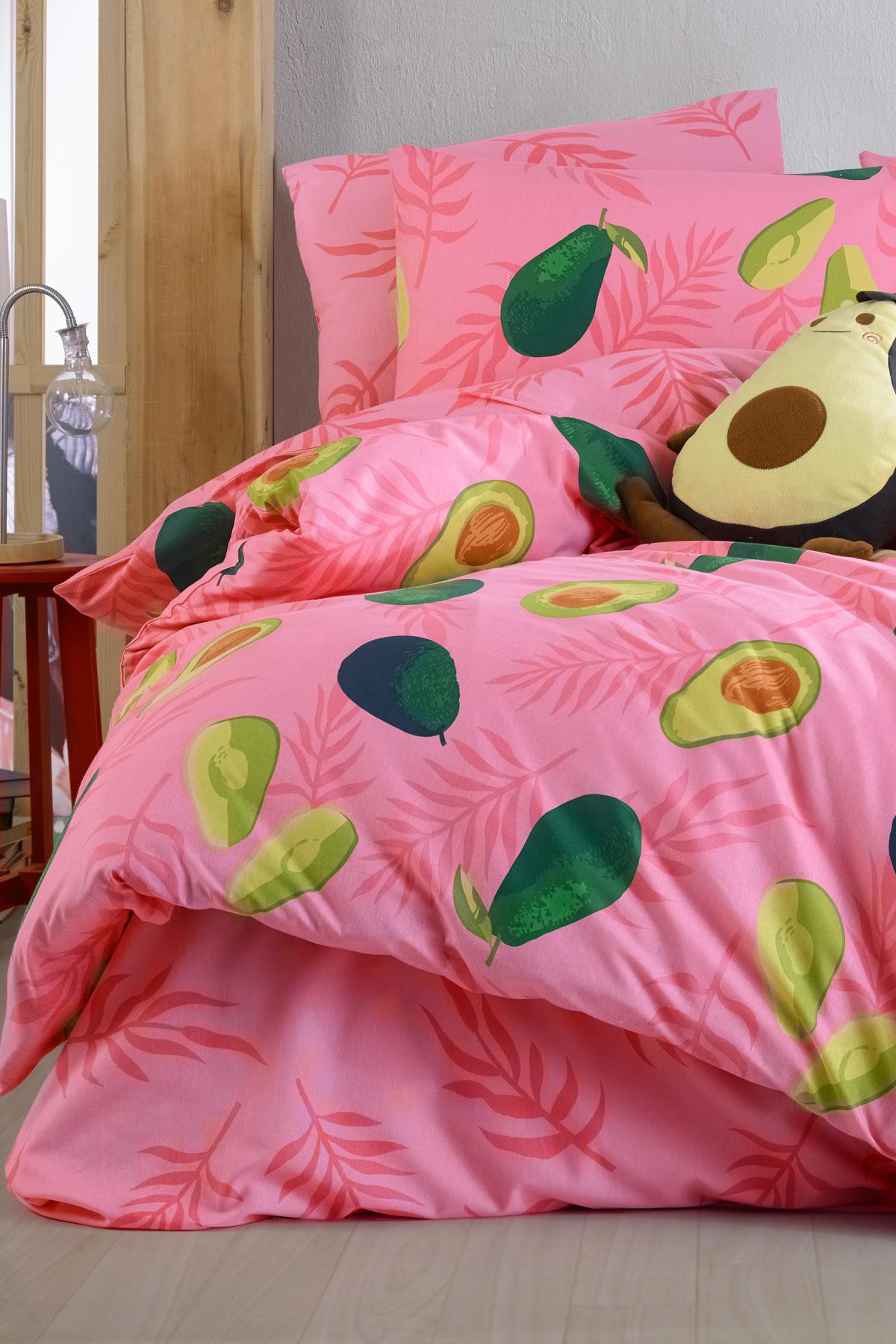 Avocado Pink %100 Pamuk Çift Kişilik Avakado Nevresim Takımı
