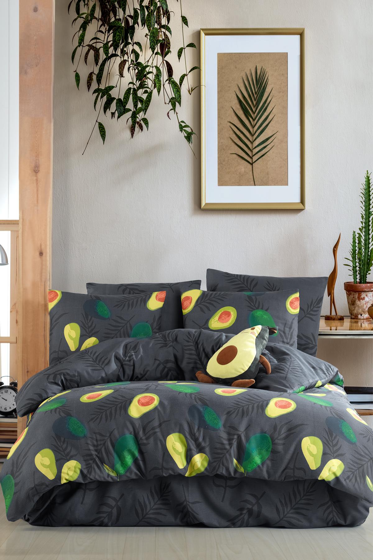 Avocado Dark %100 Pamuk Çift Kişilik Avakado Nevresim Takımı