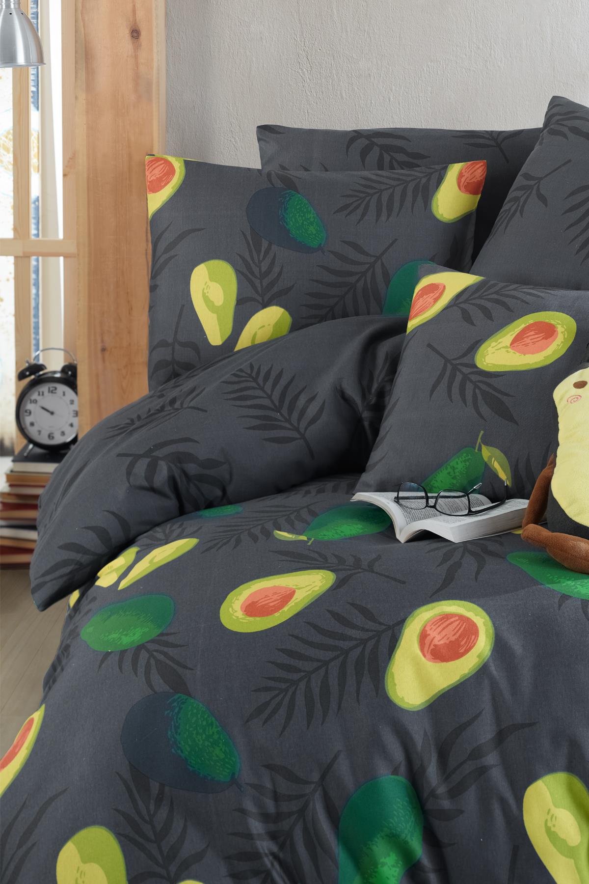 Avocado Dark %100 Pamuk Çift Kişilik Avakado Nevresim Takımı