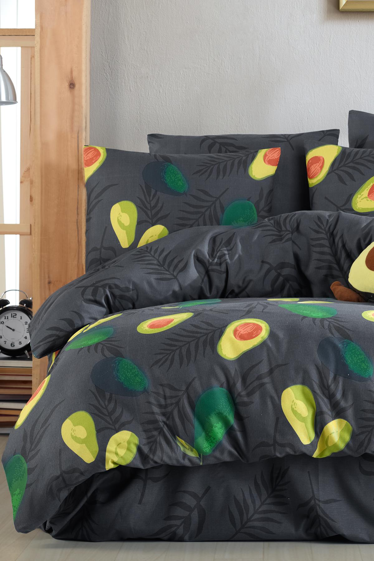 Avocado Dark %100 Pamuk Çift Kişilik Avakado Nevresim Takımı