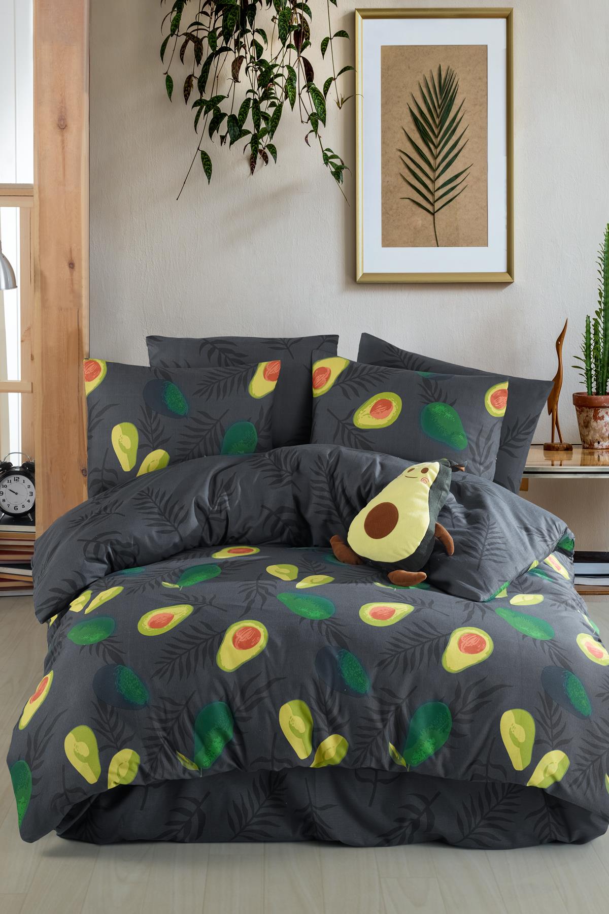 Avocado Dark %100 Pamuk Tek Kişilik Avakado Nevresim Seti