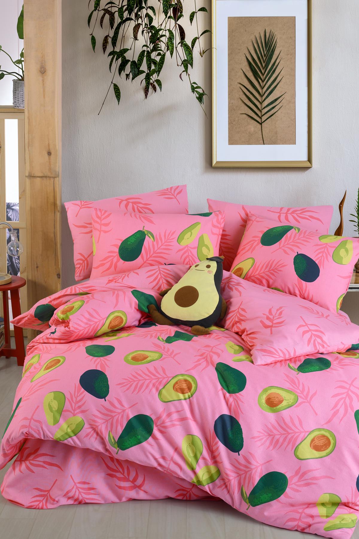 Avocado Pink %100 Pamuk Tek Kişilik Avakado Nevresim Takımı