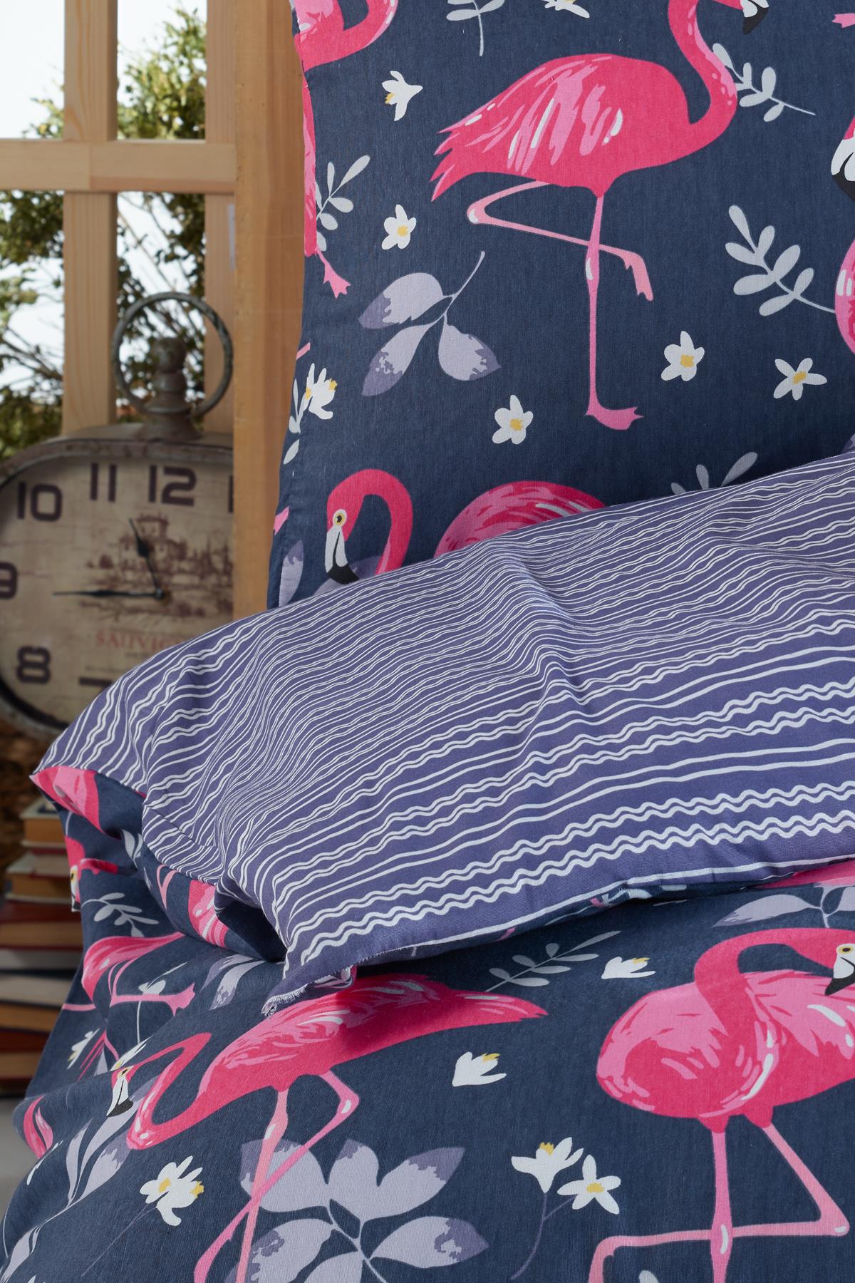 Flamingo Navy %100 Pamuk Çift Kişilik Nevresim Takımı