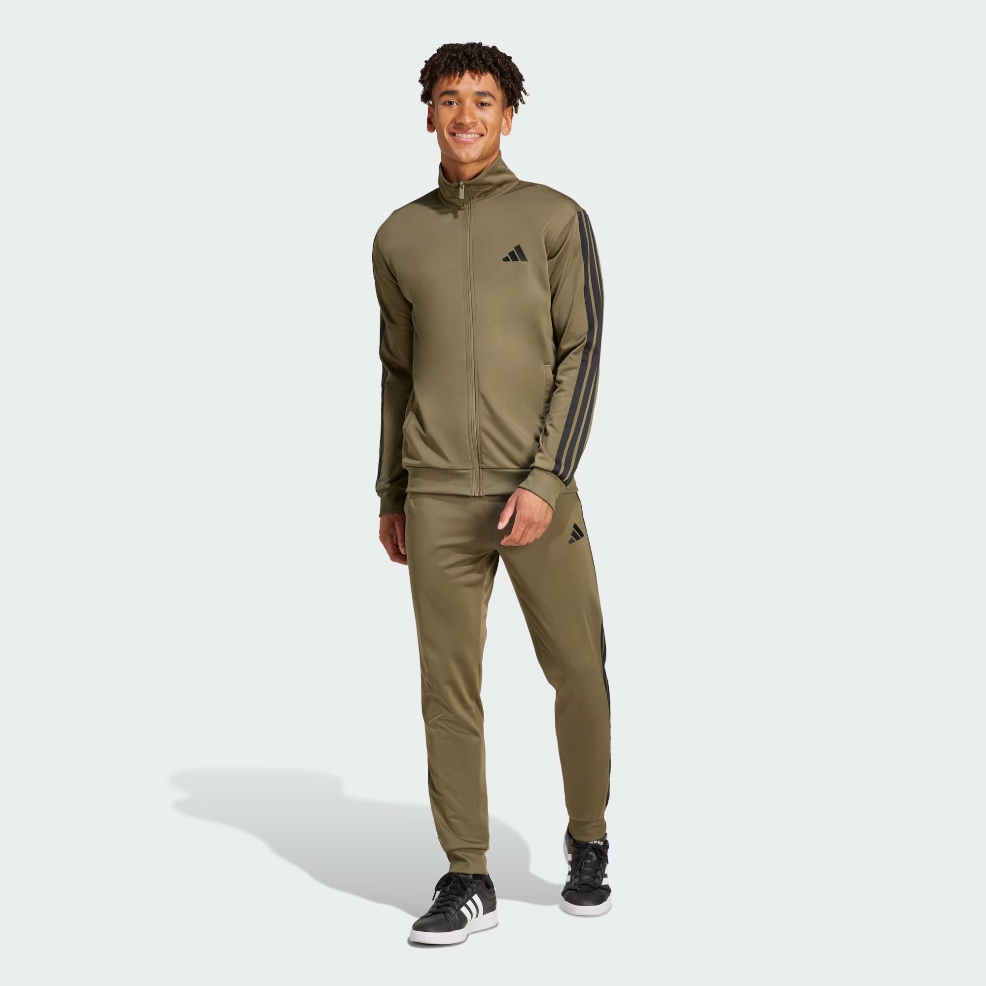 Adidas Sportswear Basic 3-Stripes Tricot Erkek Eşofman Takımı JI8854 (JI8854) Haki