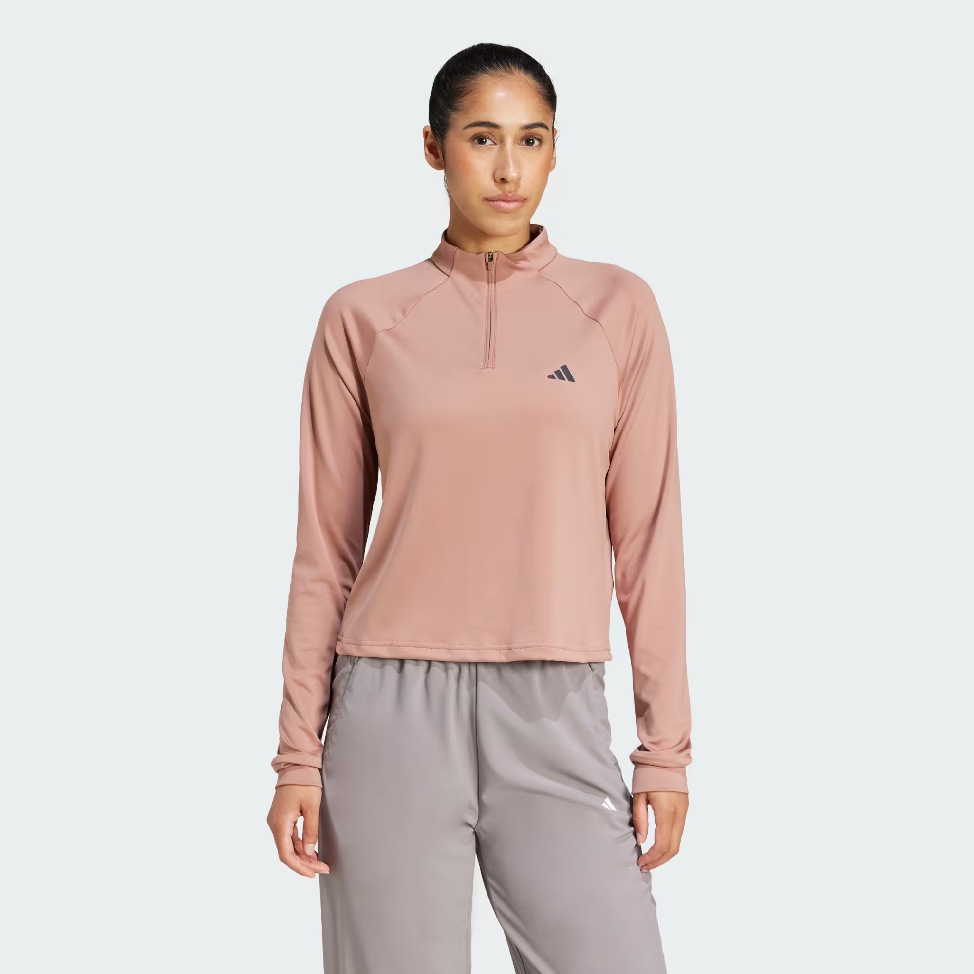 Adidas Train Essentials Minimal Branding 1/4-Zip Fermuarlı Sweatshirt JP1822 (JP1822) Pembe