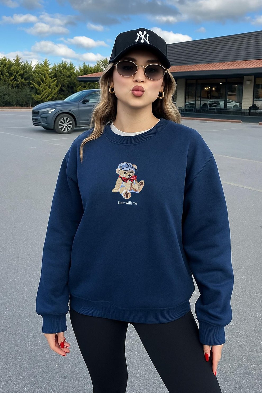 Fashion Friends Nakışlı Kadın Oversize Sweatshirt 25K0244K1 (25K0244K1) Lacivert