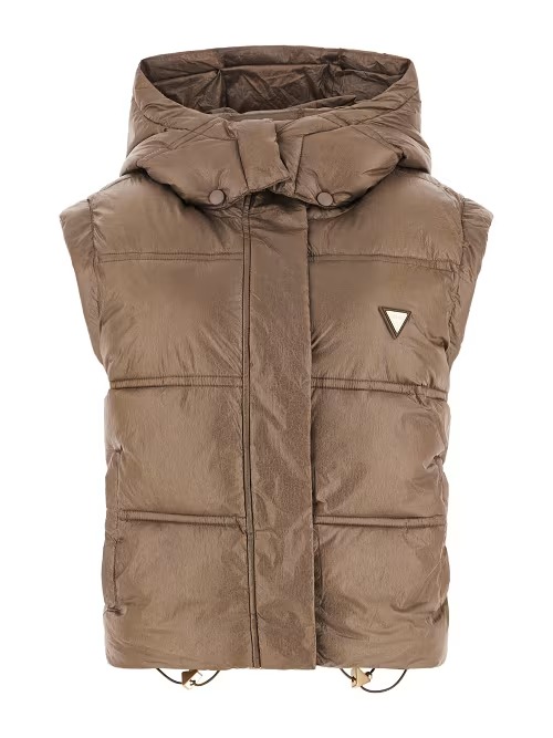 Guess Ernestine Dolgulu Kadın Crop Yelek W5YL11WHDO2 (W5YL11WHDO2) Bej