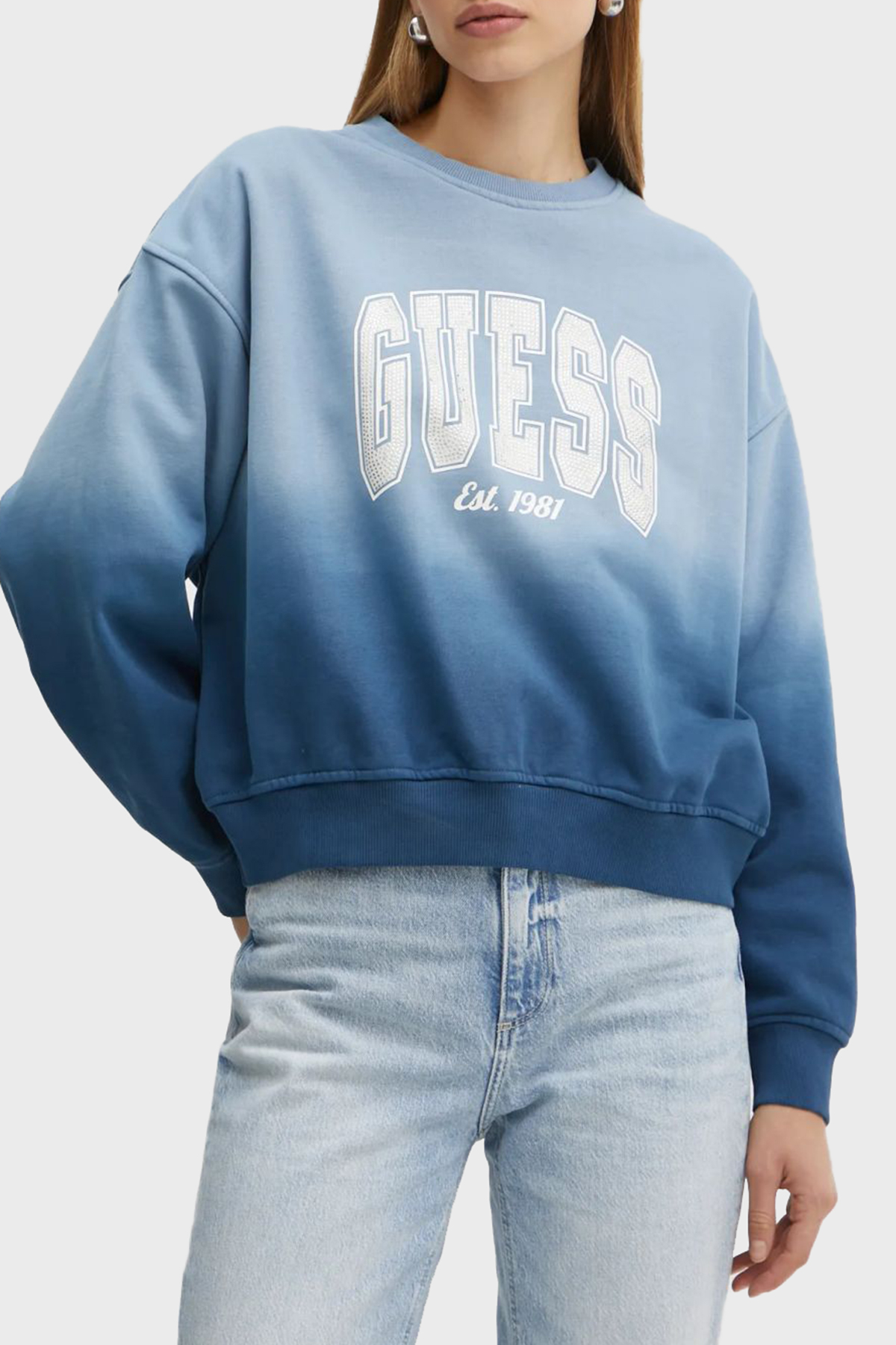 Guess Kadın Sweatshirt W4BQ10KBY51 (W4BQ10KBY51) Mavi