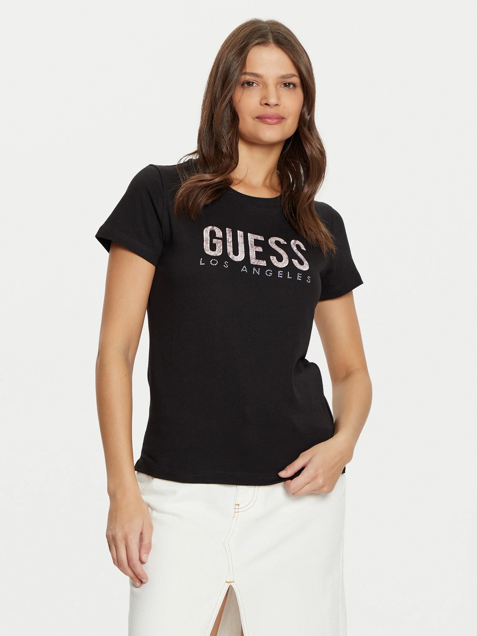 Guess Önü Logolu Kadın T-shirt W5RI19I3Z14 (W5RI19I3Z14) Siyah