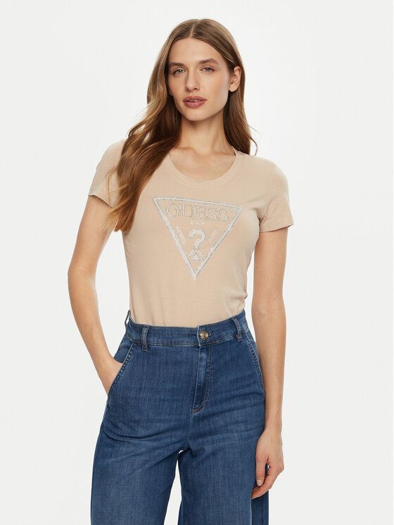 Guess Üçgen Logolu Kadın T-shirt W5RI11J1314 (W5RI11J1314) Kum