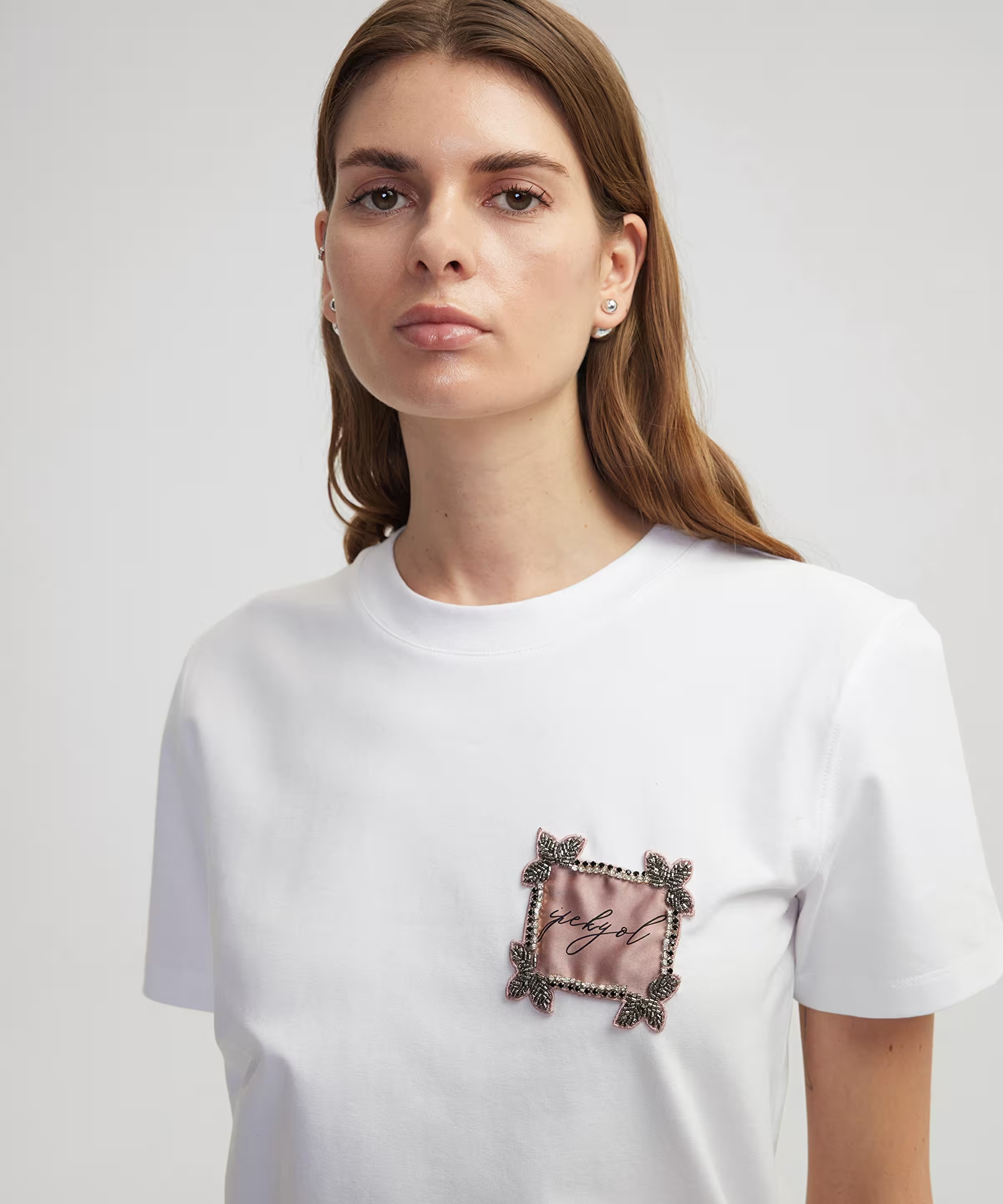 İpekyol Görsel Baskılı Taşlı Kadın T-shirt IS1250070252 (IS1250070252) Beyaz