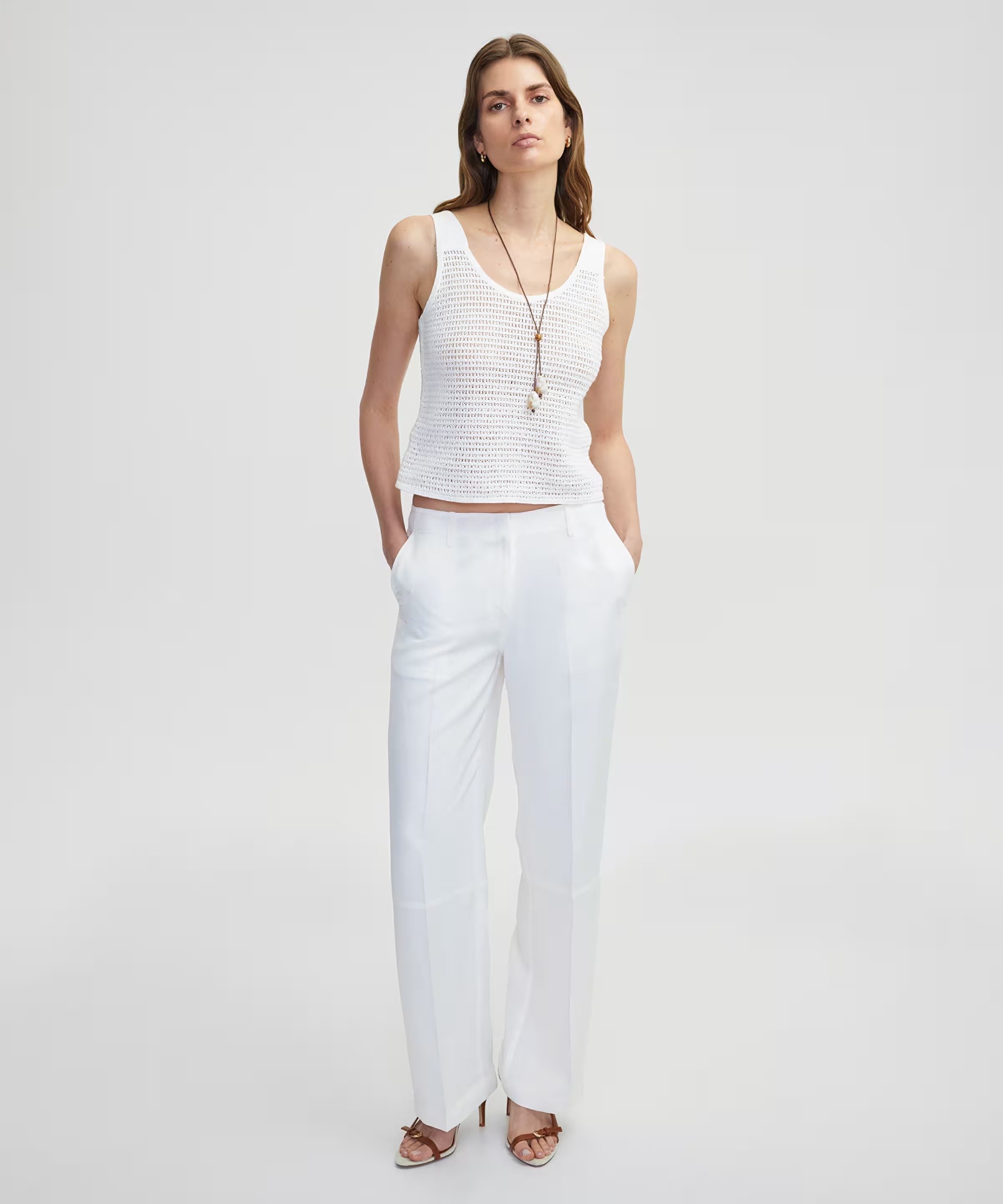 İpekyol Keten Karışımlı Straight Fit Kadın Pantolon IS1250003219 (IS1250003219) Beyaz