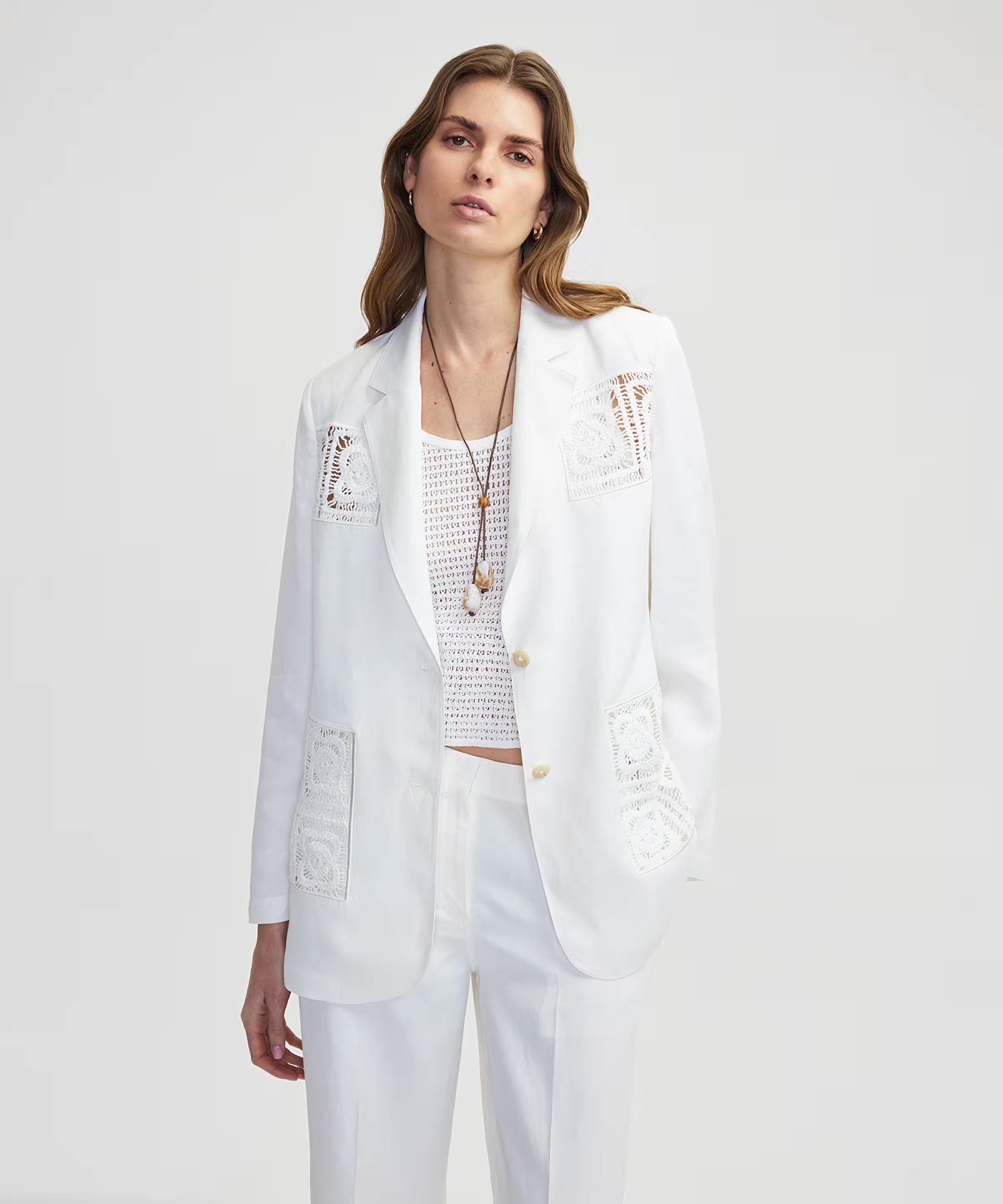 İpekyol Kroşe Aplikeli Kadın Blazer Ceket IS1250005112 (IS1250005112) Beyaz