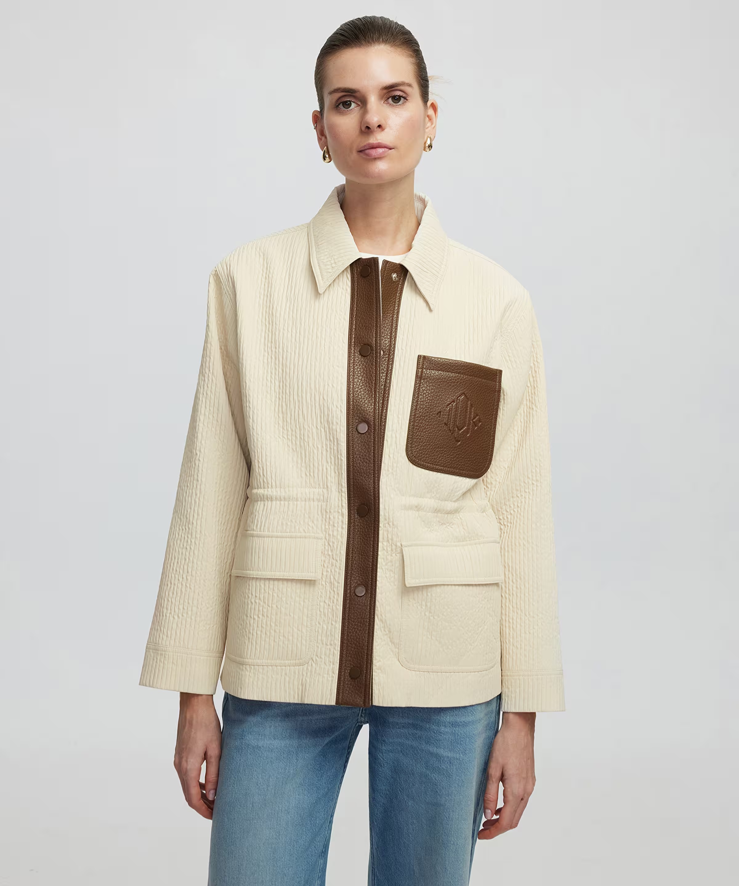 İpekyol Monogram Baskılı Kadın Mont IS1250012032 (IS1250012032) Ekru