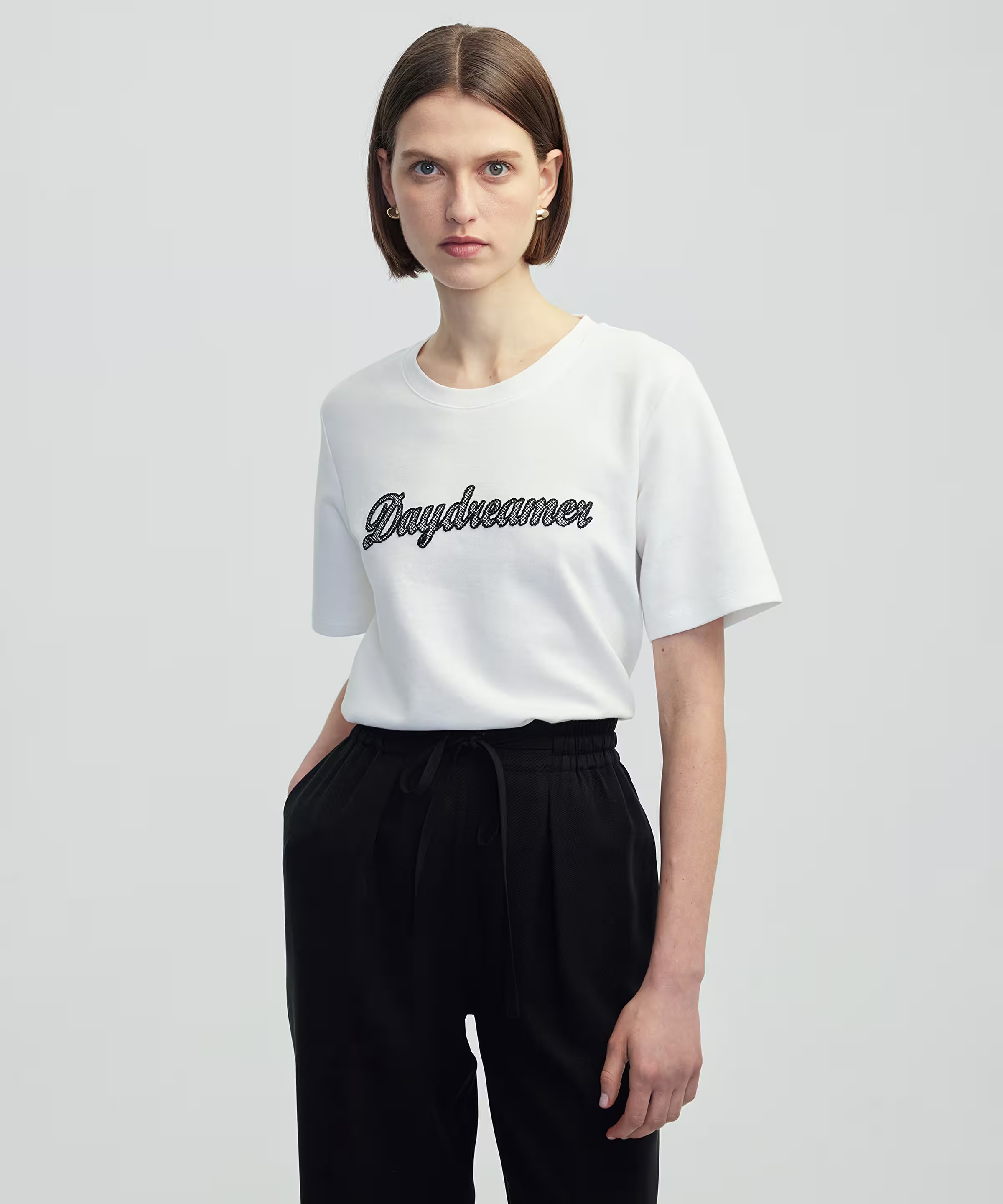 İpekyol Üç Boyutlu Slogan Nakışlı Kadın T-shirt IS1250070163 (IS1250070163) Beyaz